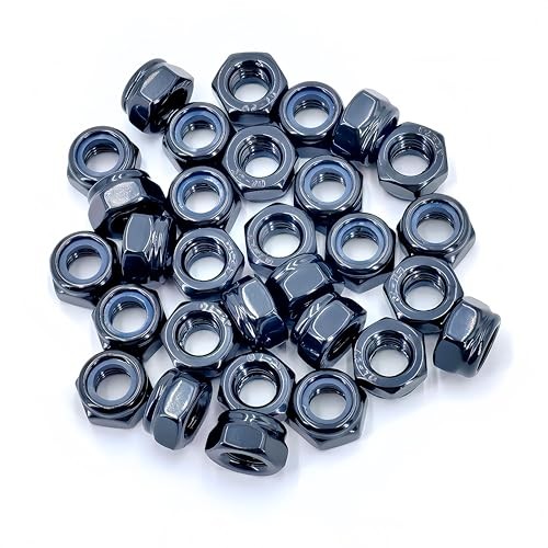 30Pcs M8 x 1.25mm Nylon Insert Hex Lock Nuts, 304 Stainless Steel M8x1.25 Black