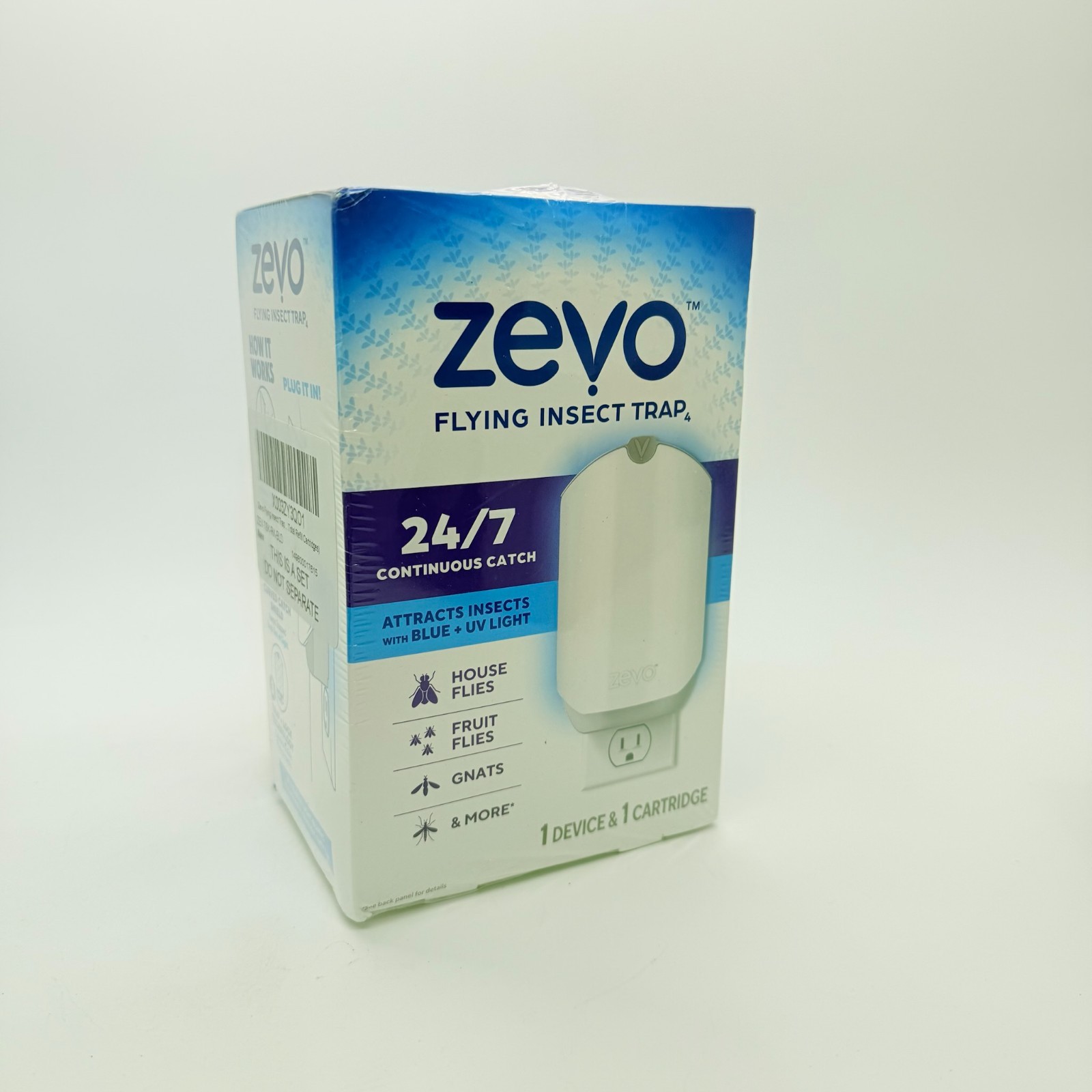 Zevo Indoor Flying Insect Trap Starter Kit plus 2 Refill Cartridges New Sealed