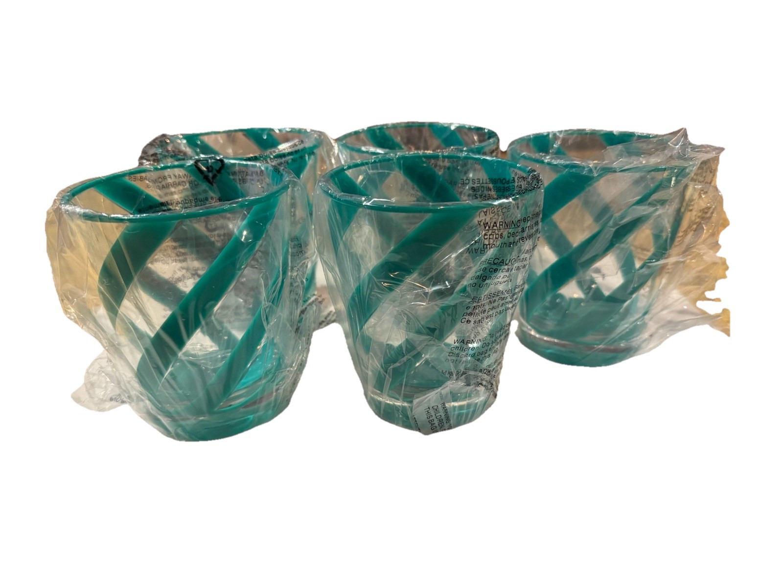 5 Brand New never Been Used Firorira Un Giardino Methacrylate Glasses In Green