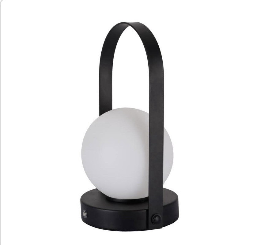 Alsy 9.8 In. Black Contemporary Rechargeable 3 Integrated LED Globe Lamp Set Of
