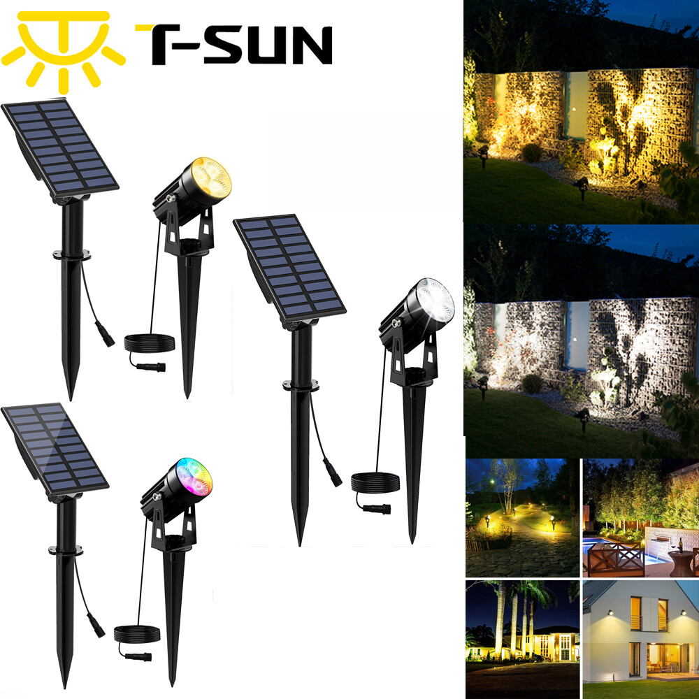 T-SUN Solar Spot Lights LED Outdoor Garden Patio Security Pathway Landscape Lamp
