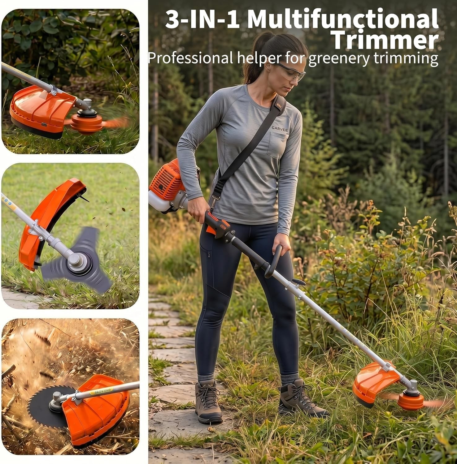 43cc / 52cc Brush Cutter 2-Stroke Gas Weed Eater Wacker 3 in 1 String Trimmer
