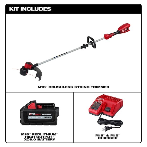 Milwaukee Tool 2828-21E String Trimmer Kit, Cordless, 18V Dc