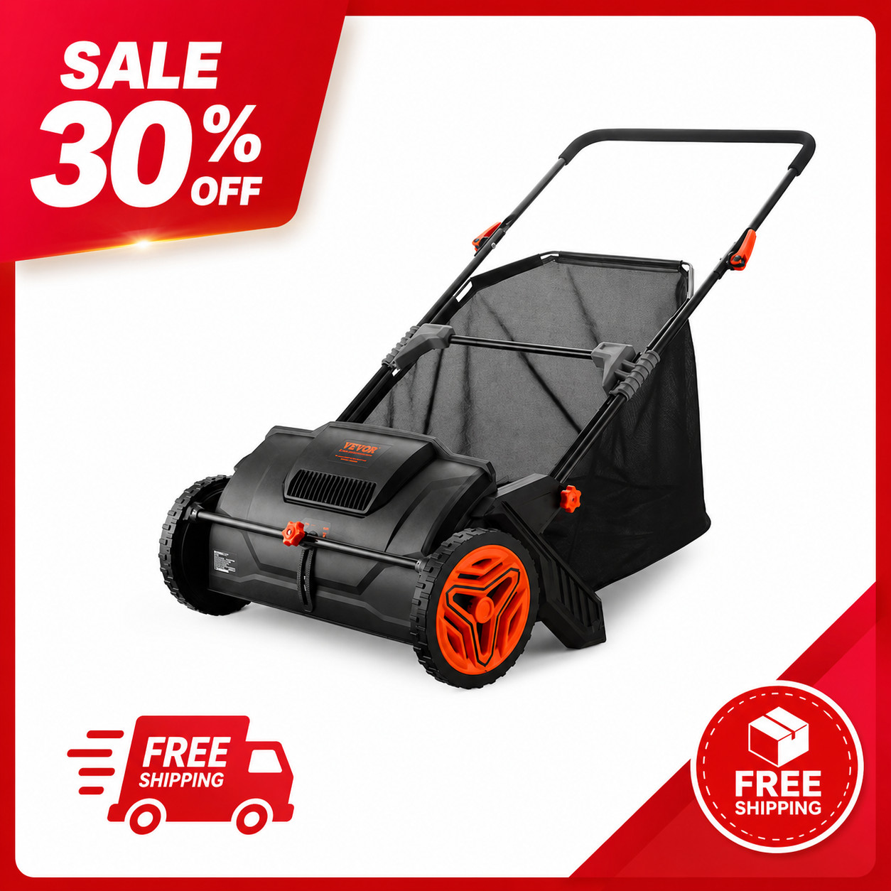 [BIG DEAL] VEVOR 21″ Tow Behind Lawn Sweeper 3.5 Cu Ft Leaf & Grass Collector