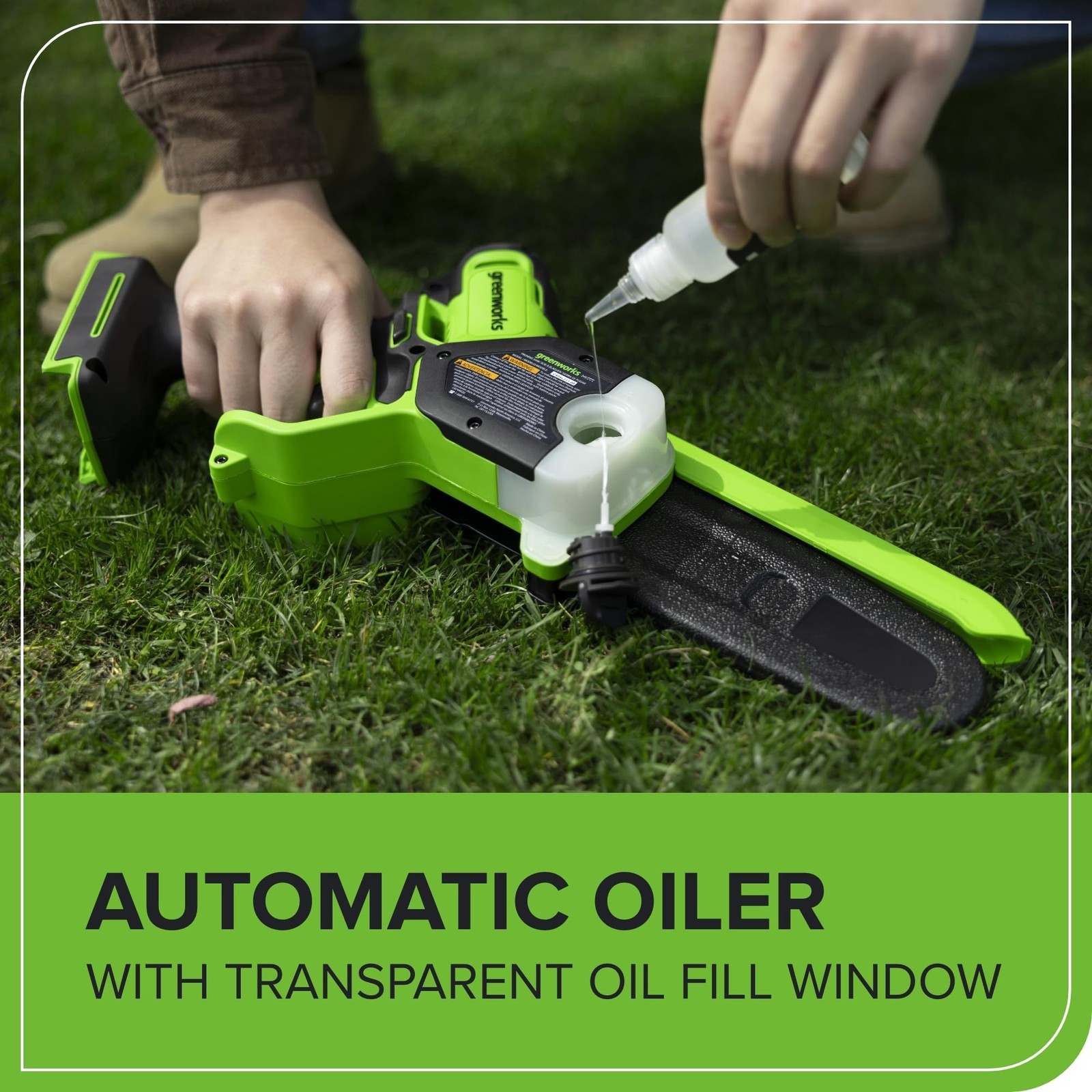 Greenworks 24V 6in BL Pruning Saw w/Auto Oiler, 2Ah (Auto Olier), Green