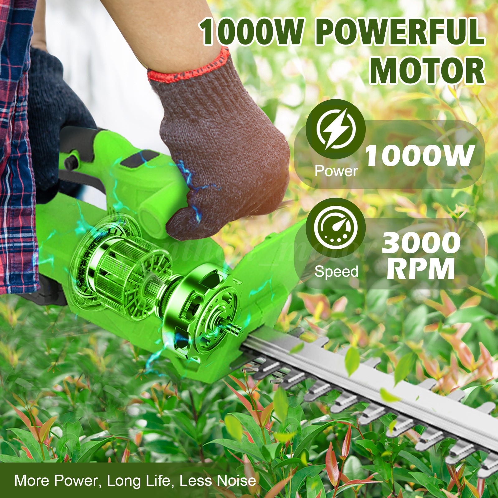 20” Electric Hedge Trimmer Cordless Power Hedge Trimmer with 2Batteries&Charger