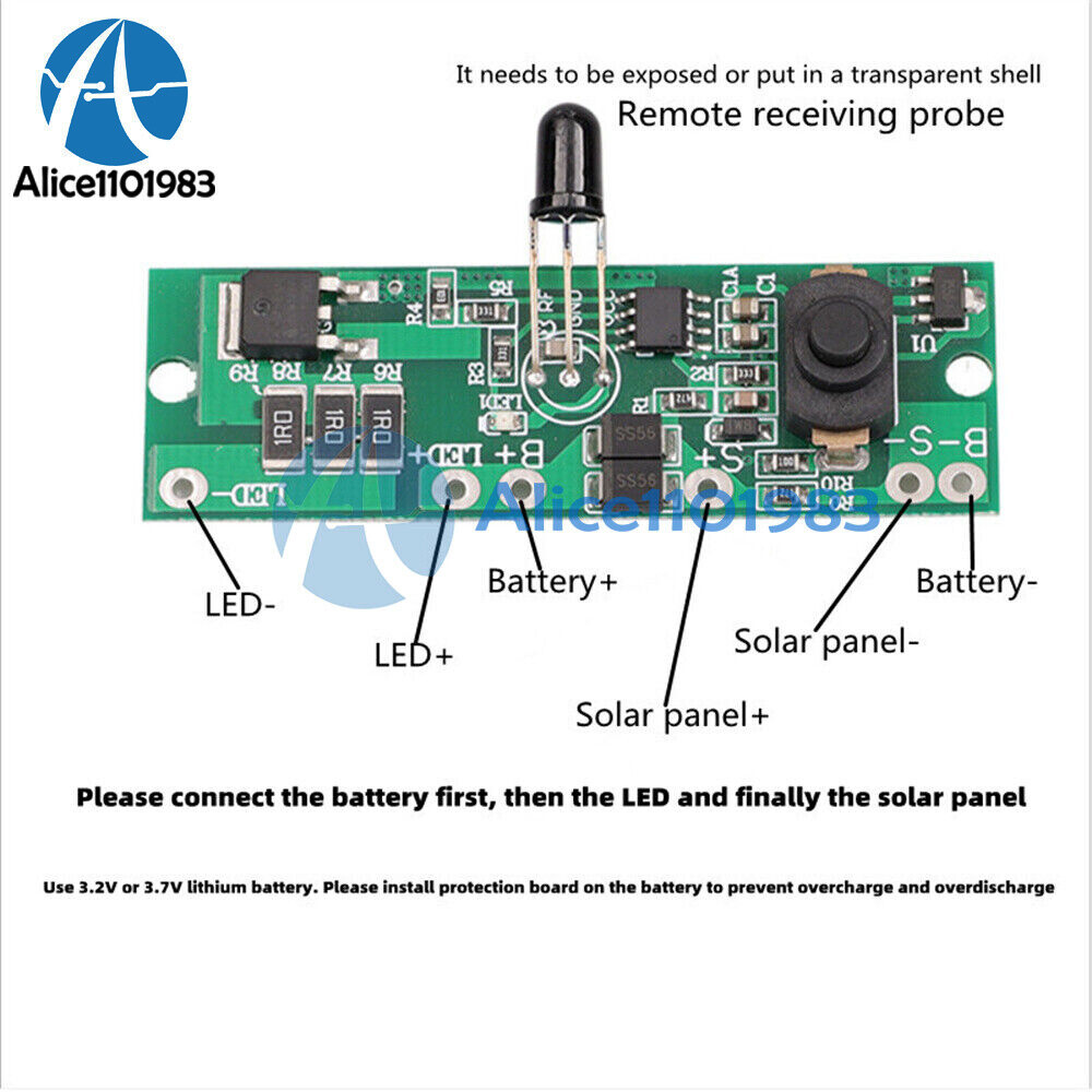 3.2V 3.7V Solar Street Light Circuit Board Controller Driver w/ Remote Control