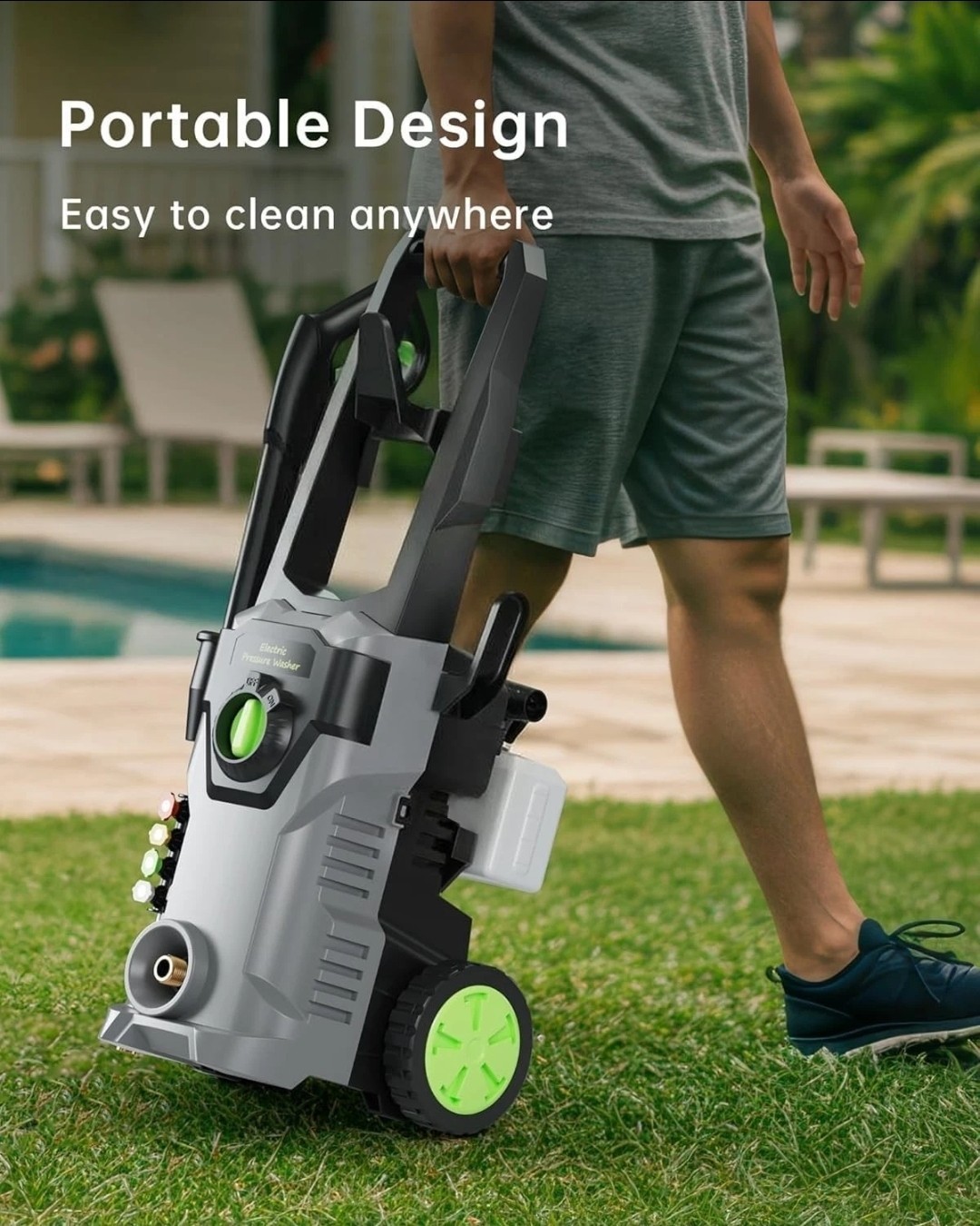 5000PSI Electric Pressure Washer Max 3.0GPM Portable Power Washer 4 Quick Nozzle