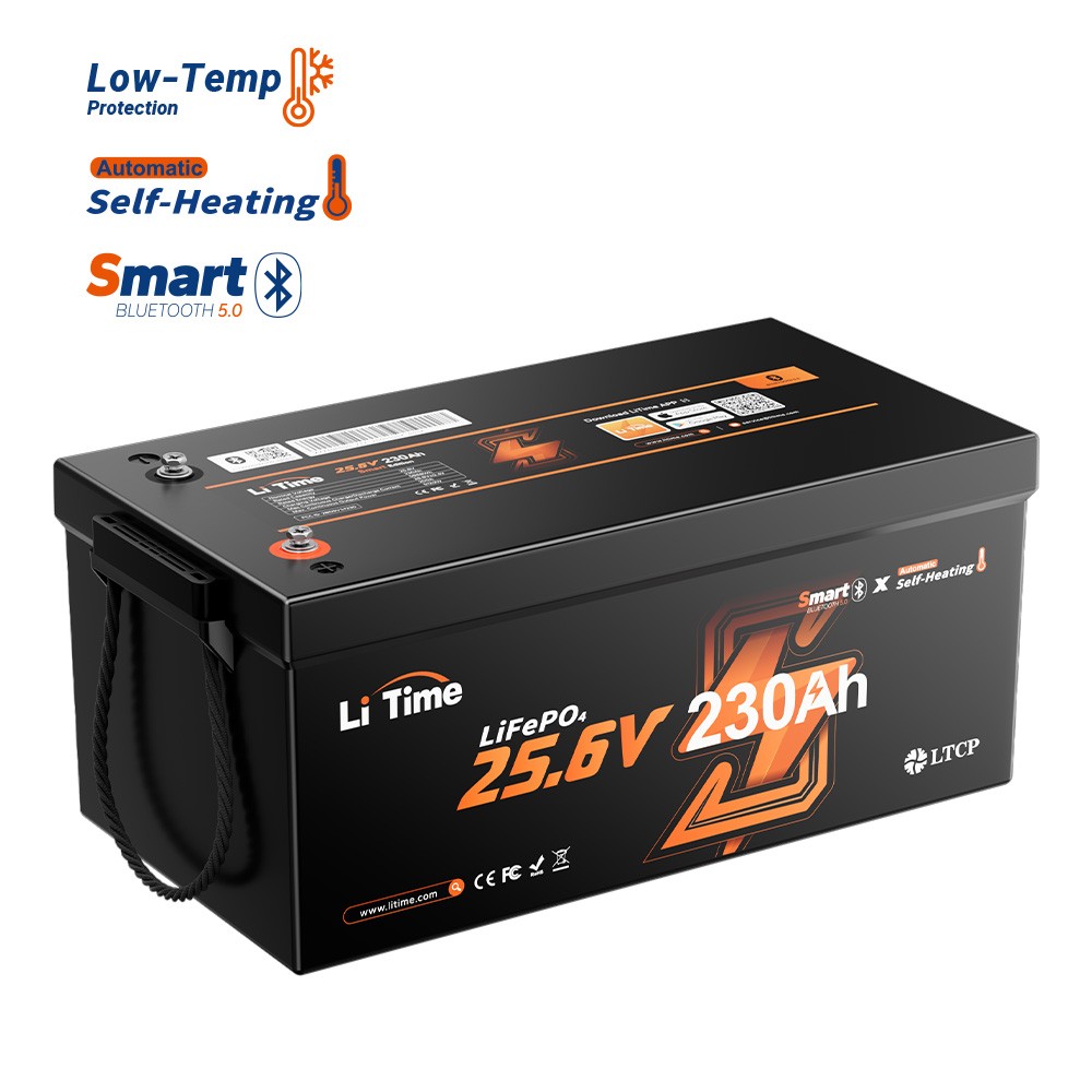 Used LiTime 24V 230Ah Self Heating Bluetooth LiFePO4 Lithium Battery for Home