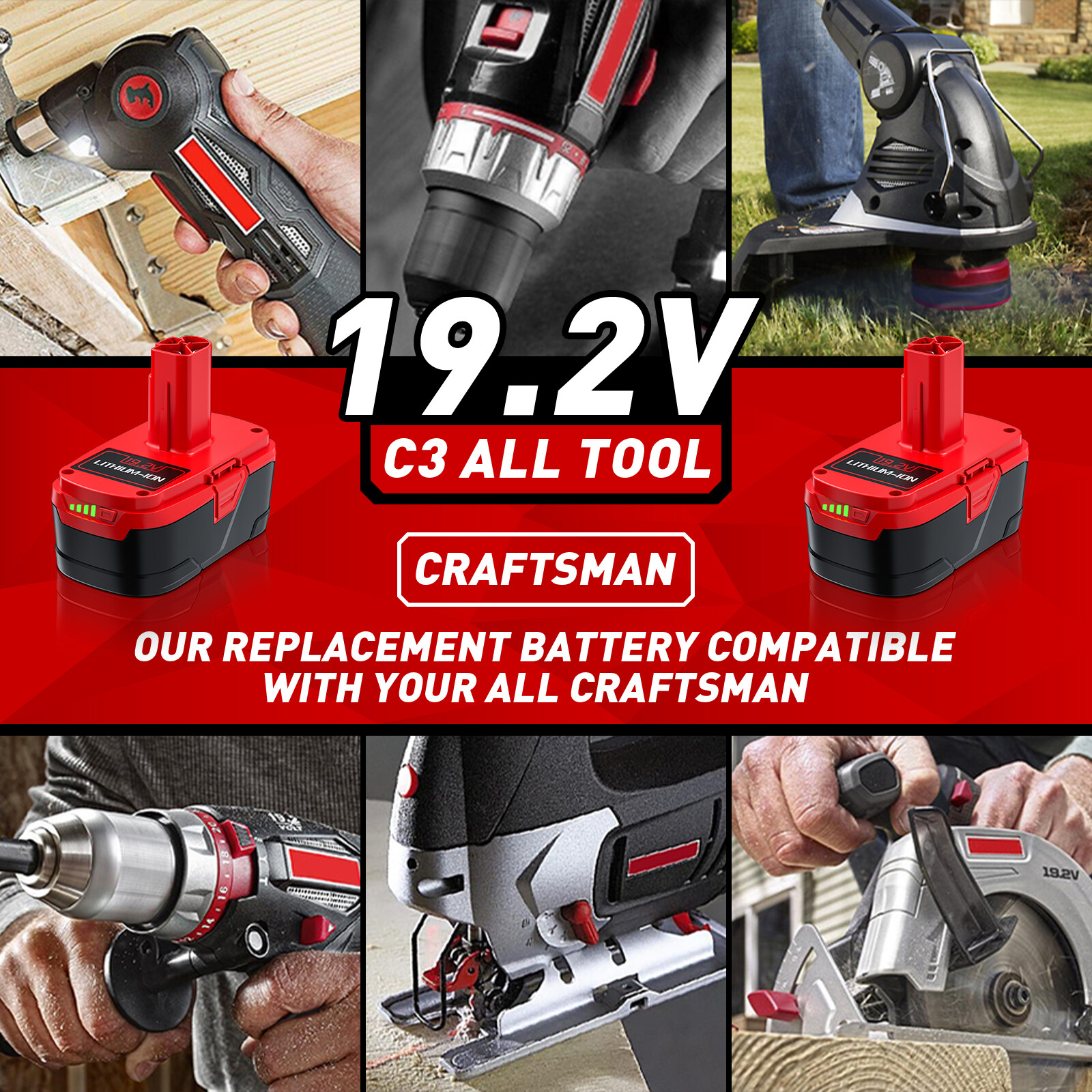 1-2Pack 8.0Ah for Craftsman 19.2V Lithium XCP Battery C3 DieHard 11375 / Charger