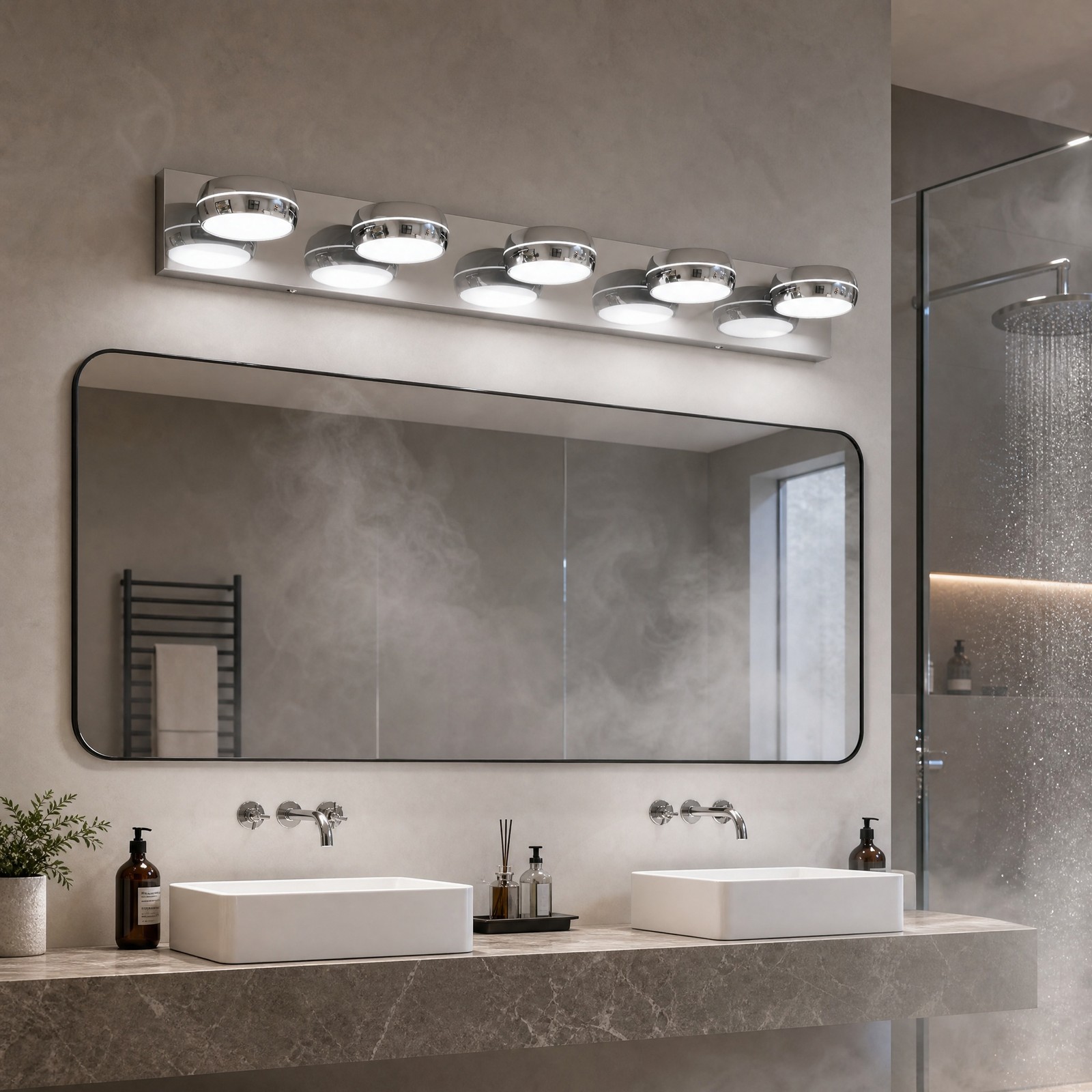 35 in Bathroom Modern Chrome LED Vanity 5 Light Over Mirror Wall Sconce Fixture