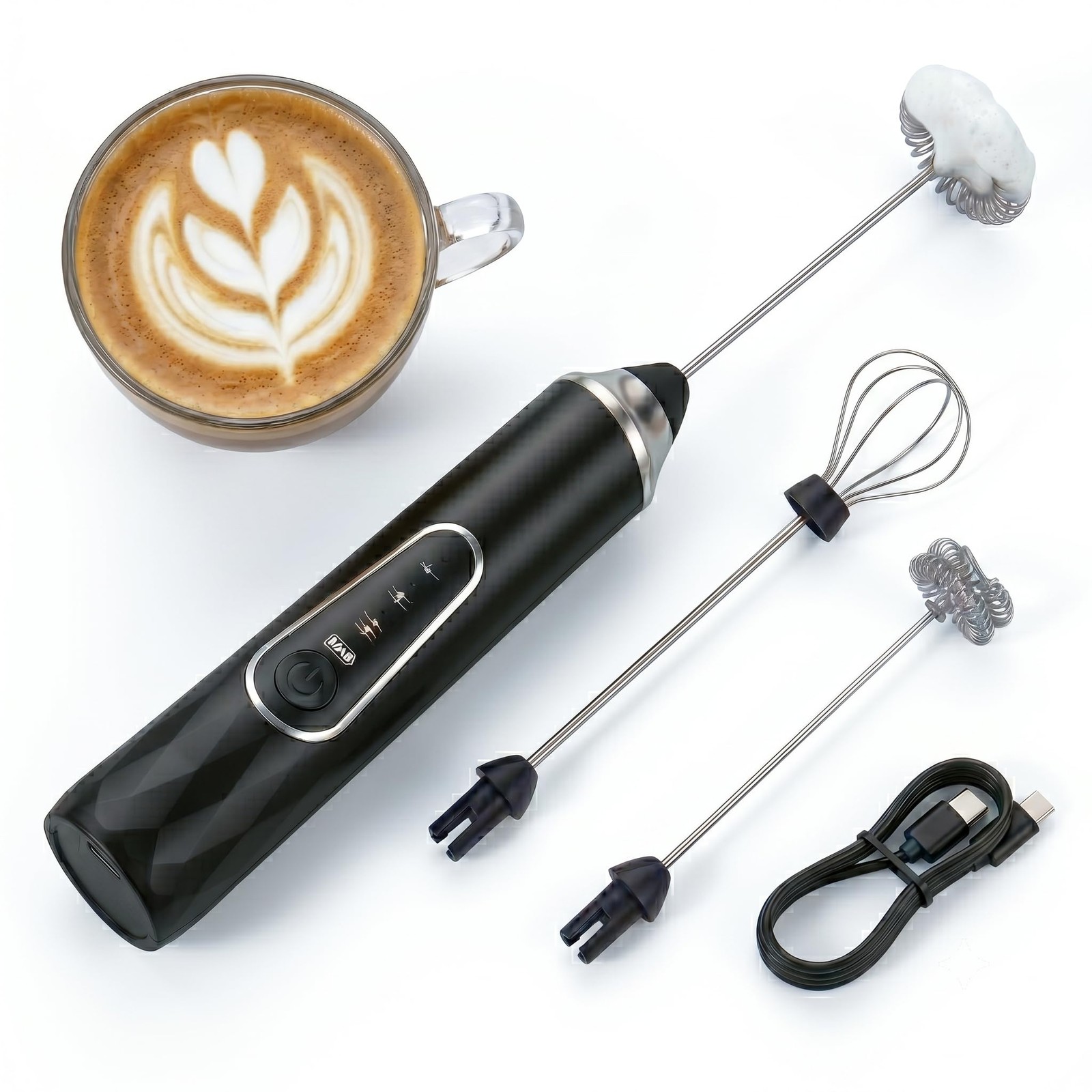 Rechargeable Milk Frother, Coffee Frother Handheld Wande, 30dB Quiet Electric…