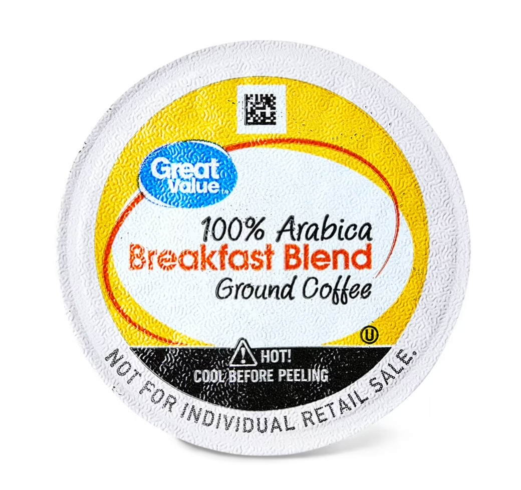 Great Value Arabica Breakfast Blend Coffee Pods Medium Roast 100 Count