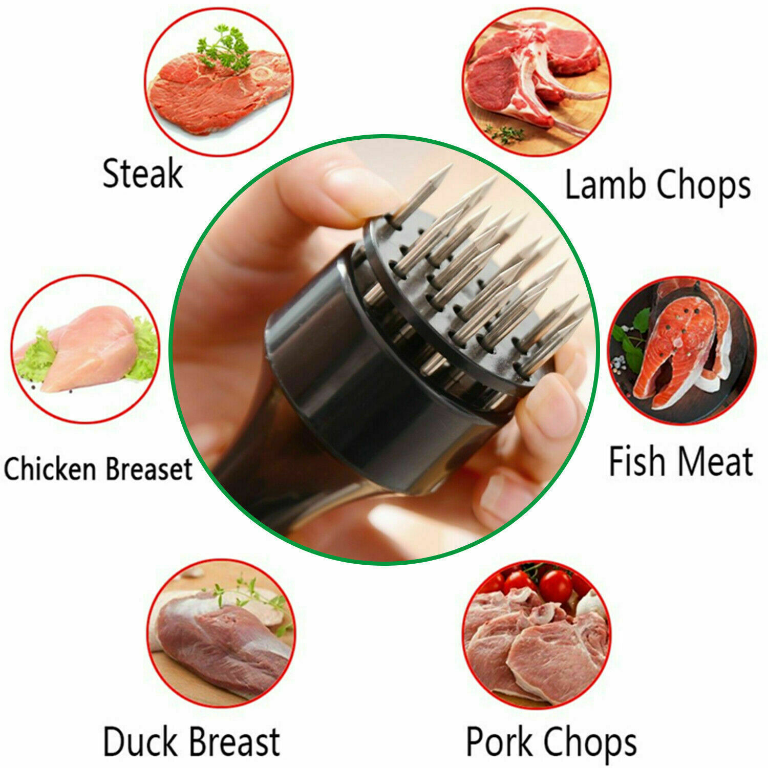 Professional Meat Tenderizer Stainless Steel Needle Cooking Hammer Kitchen Tool