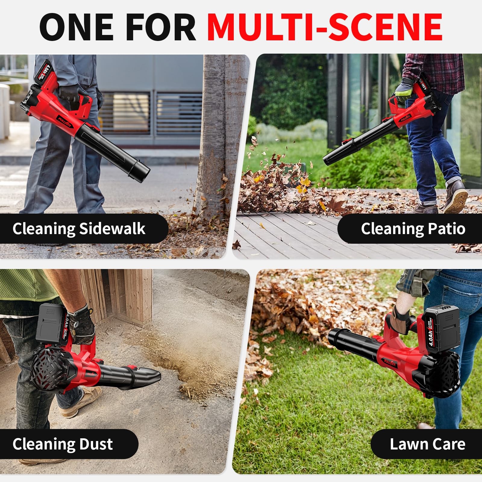 Cordless Leaf Blower, 500 CFM, 150 MPH, 6 Speed Modes, 3 Tubes, 2 Batteries