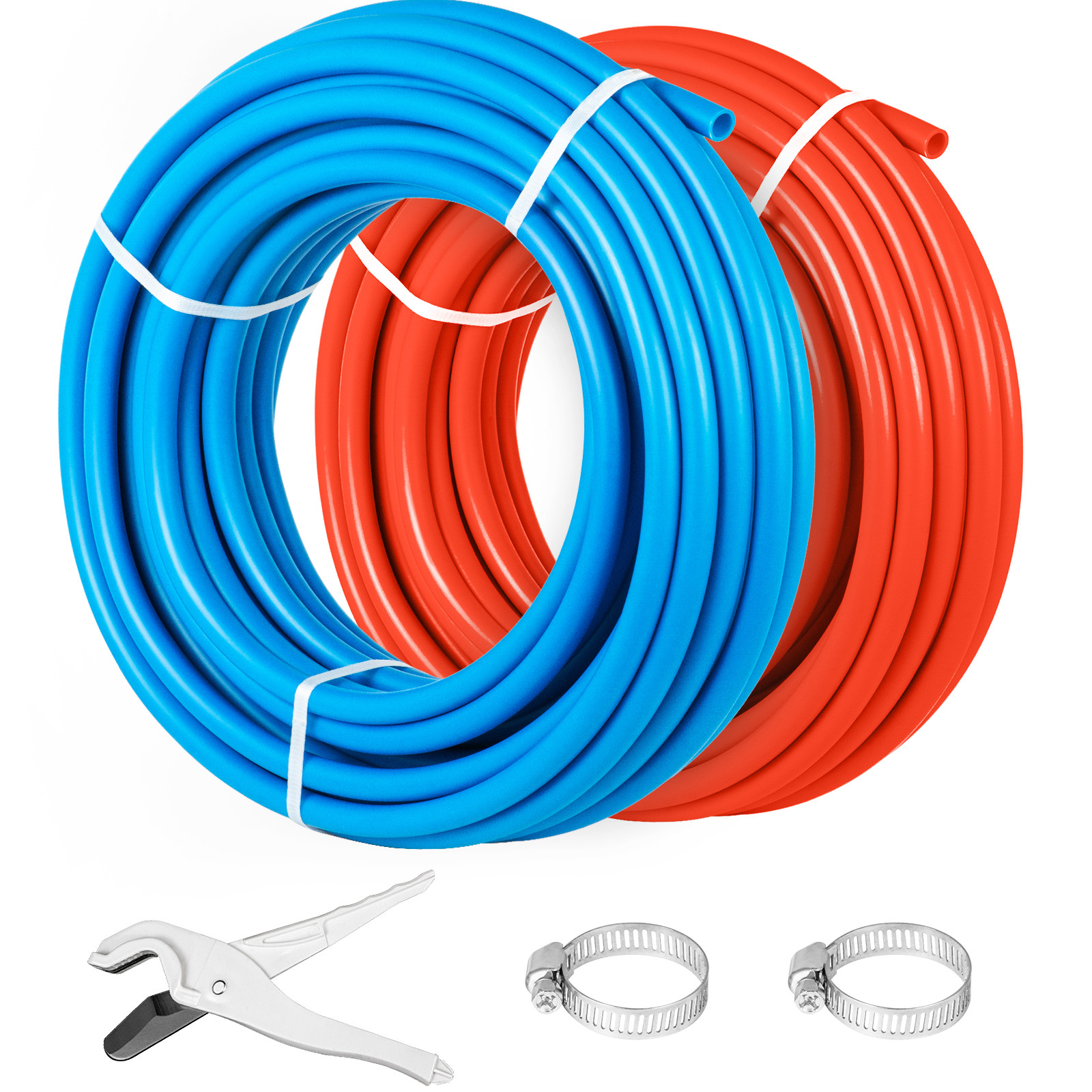 1/2″ 2 X 100ft Red & Blue PEX Tubing For Potable Water w/ Cutter & Clamp