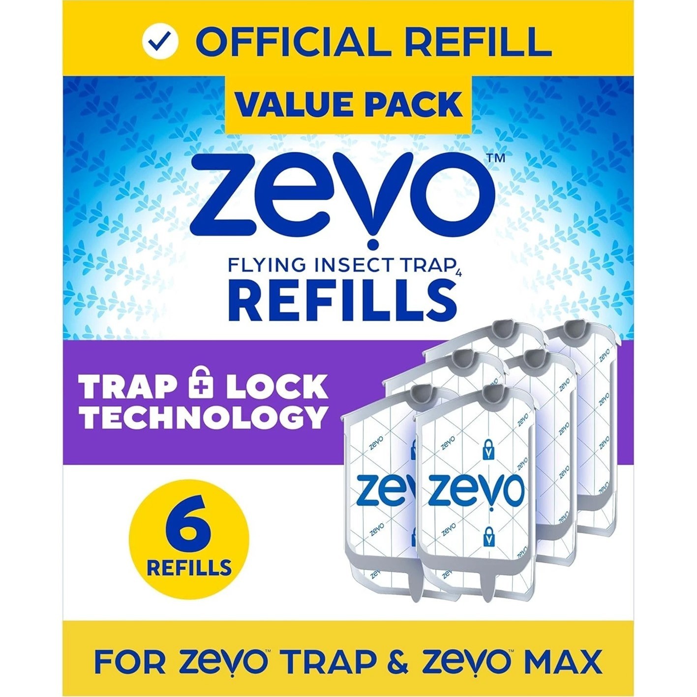 Zevo Flying Insect Trap Refill Cartridges -Easy to Use (6 Refill Cartridges)