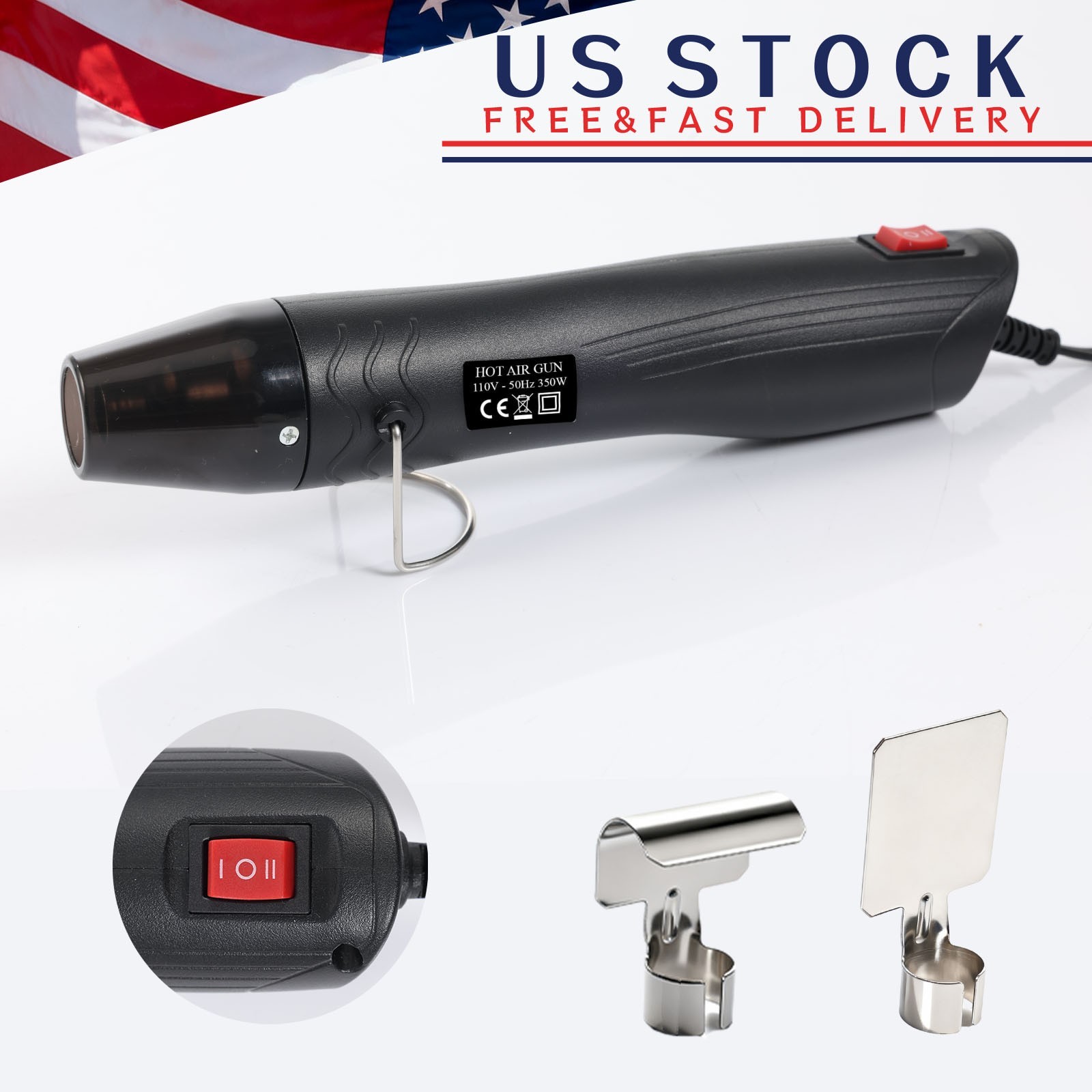 Mini Heat Gun 350W2-Temp Settings 400℉ & 600℉（204℃& 316℃) 4.9 Ft Long