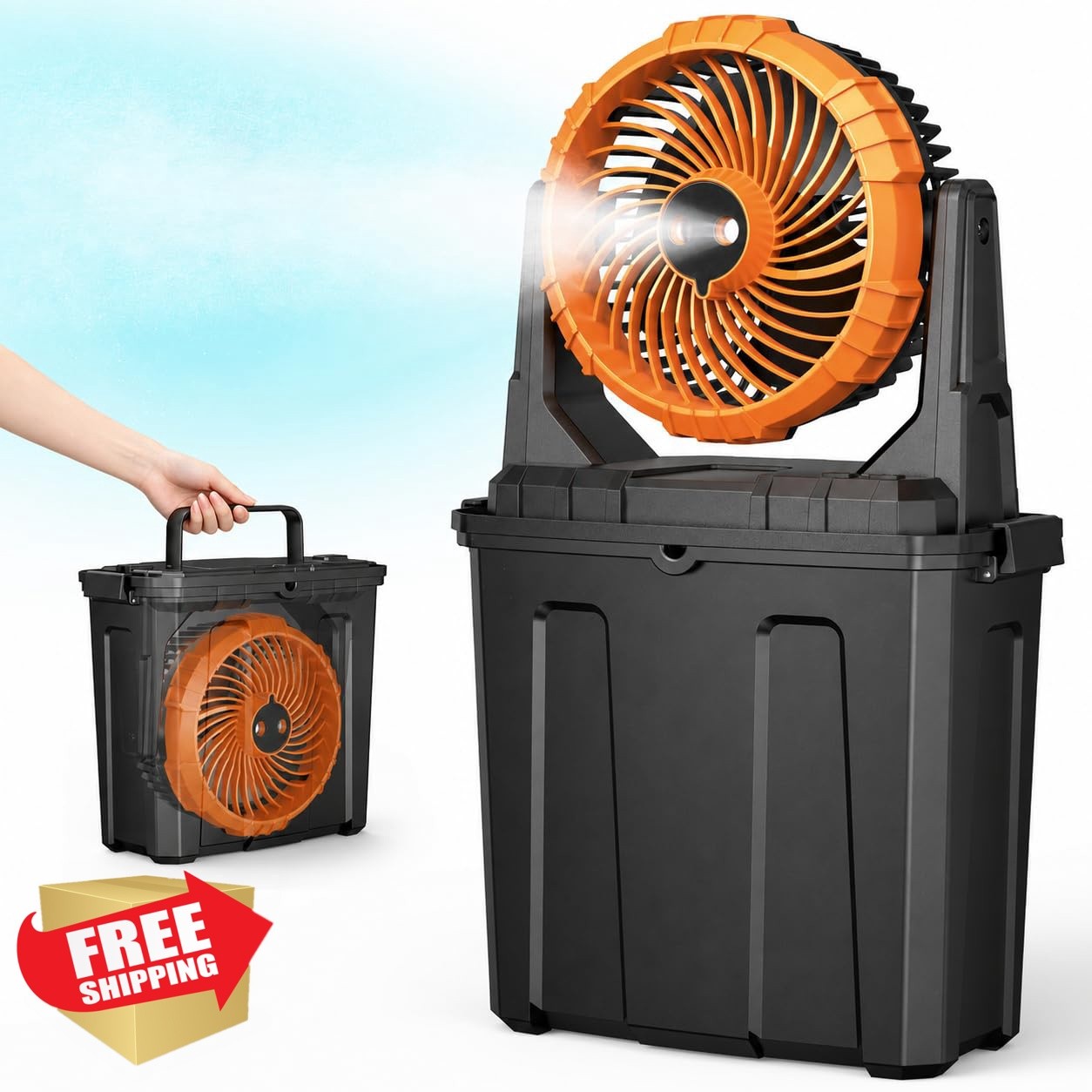 Ausic Misting Fan Portable 1.35 Gal Light Orange