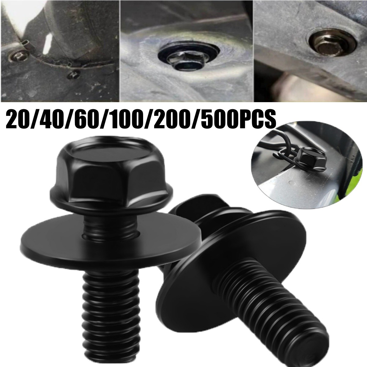 Car Body Bolts Screws Kit Fastener Fender M6-1.0x16mm Long-10mm Hex -17mm Washer