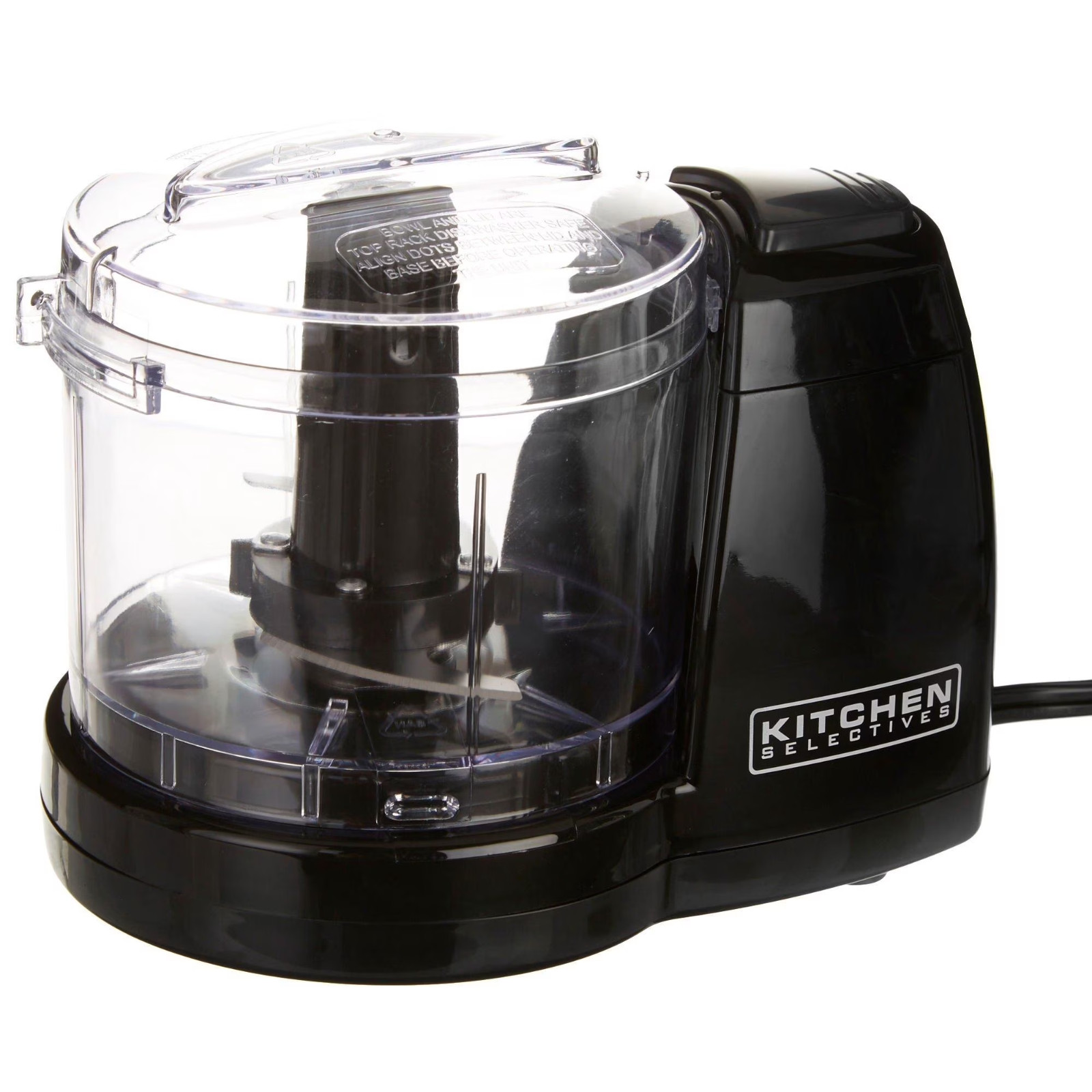 Mini Electric Food Chopper – 1.5 Cups – Dishwasher Safe Parts – Black