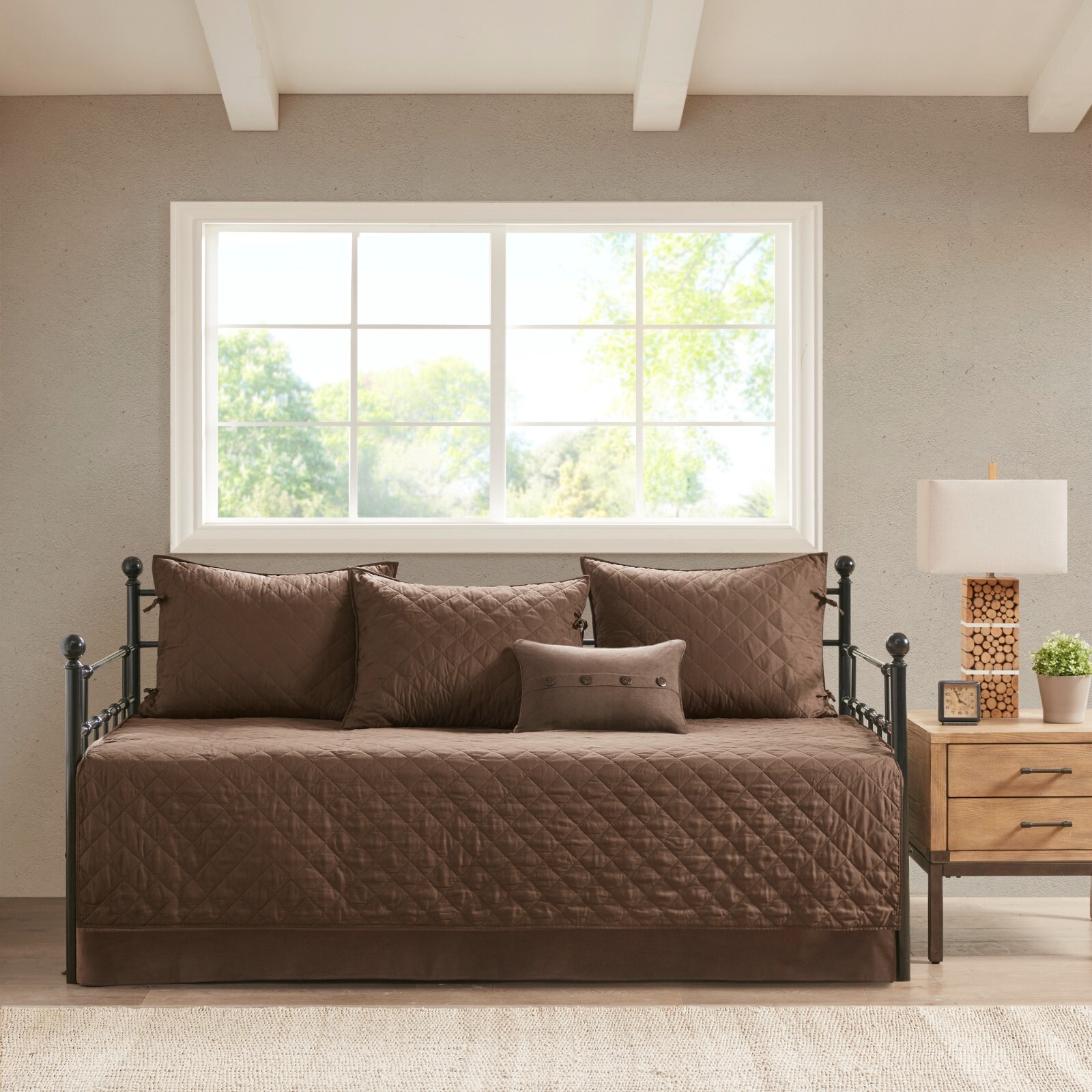 Madison Park 6 Piece Rustic Style Reversible Daybed Cover Set for Guest Room