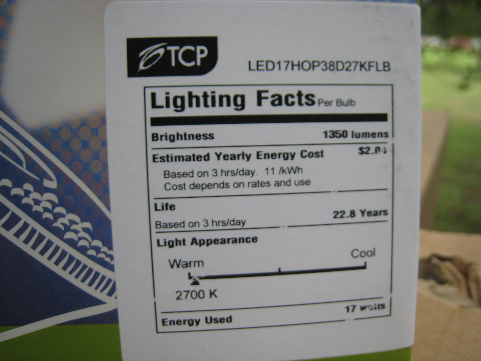 TCP Dimmable LED17HOP38D27KFLB 17watt 2700K Warm 1350 Lumens FREE SHIP