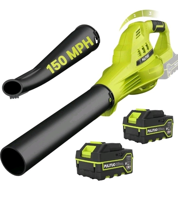 Leaf Blower Cordless with 2X 4.0Ah Batteries and Charger, 150MPH/180CFM Light