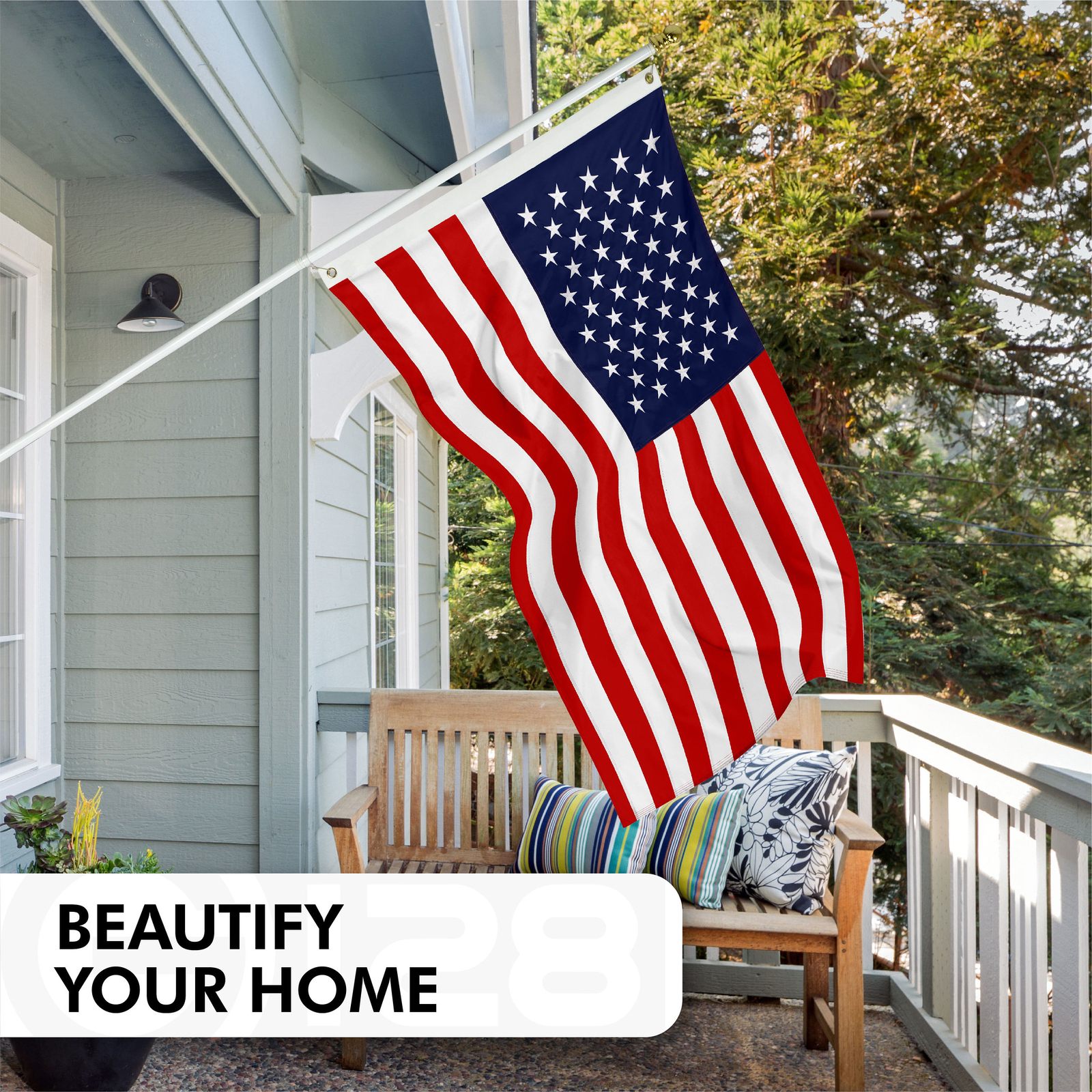 American Flag 5×8 Ft, Made From 210D Polyester, Embroidered Stars, Sewn Stripes