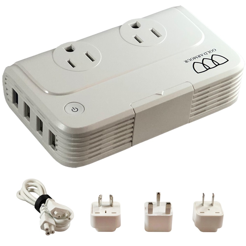 220V to 110V Step Down Voltage Converter 2-Outlet 4 USB Travel Adapter Converter