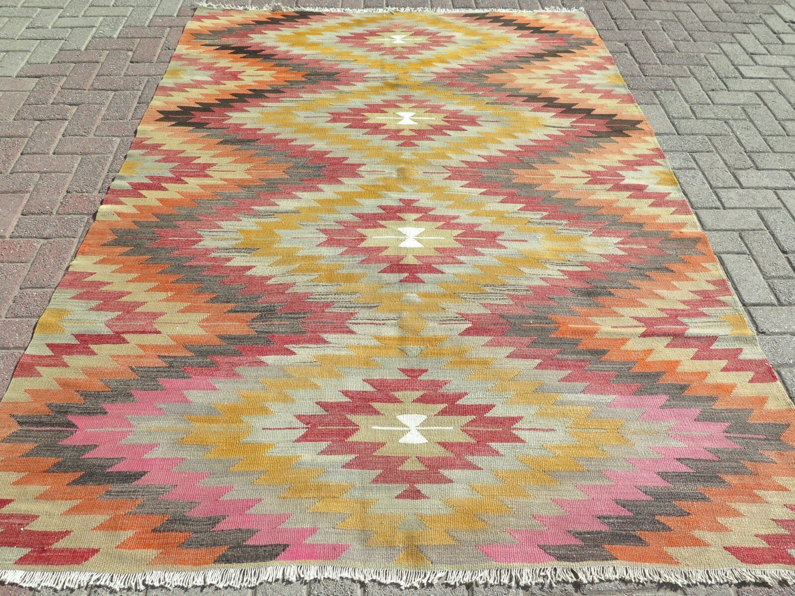 Turkish Classic Kilim, Handmade Carpet, Large Floor Esme Rug, Area Rugs 68″x94″