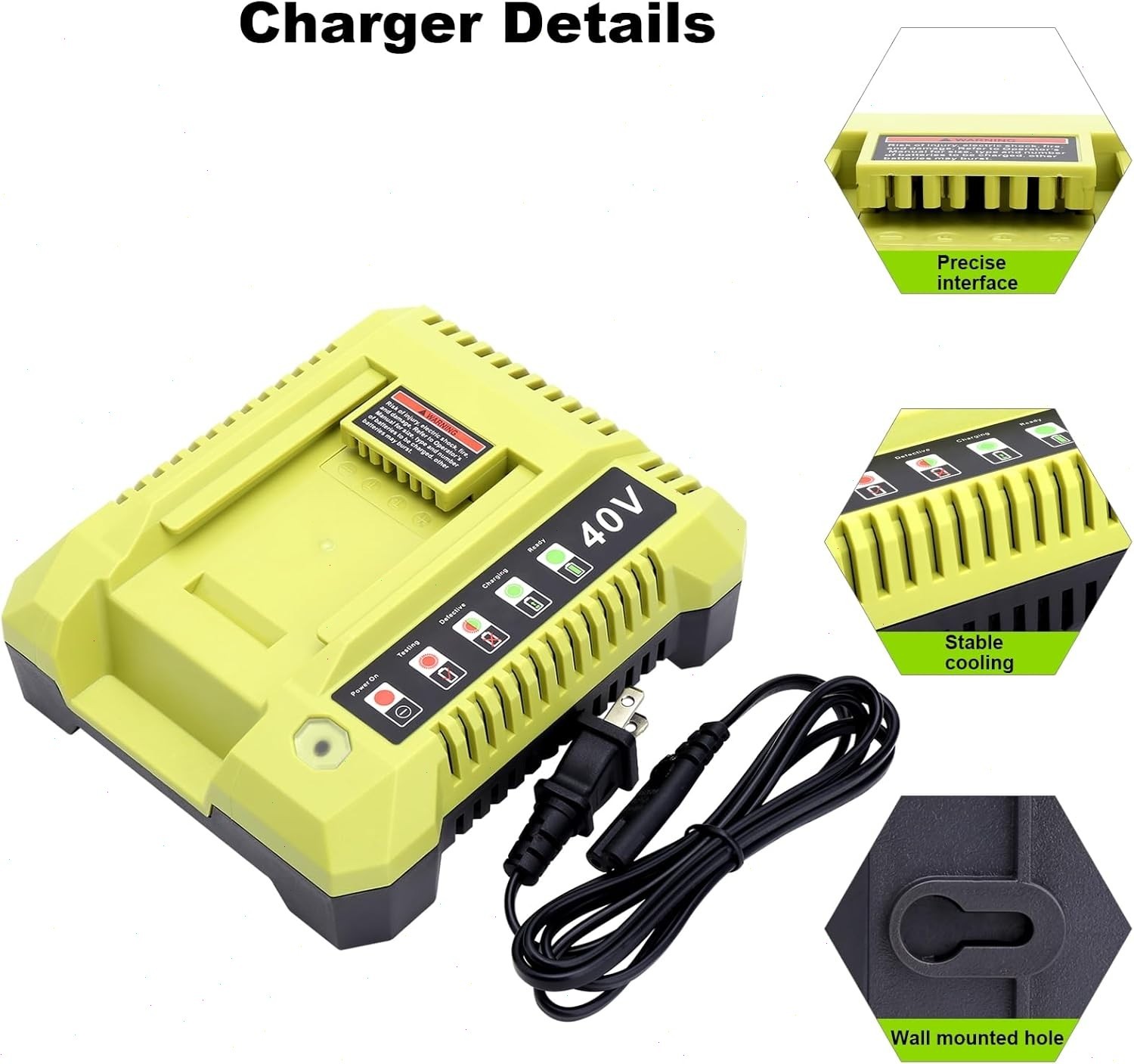 1-2 Battery & Charger For Ryobi 40V With LED Lithium-Ion 40Volt OP406VNM OP40602