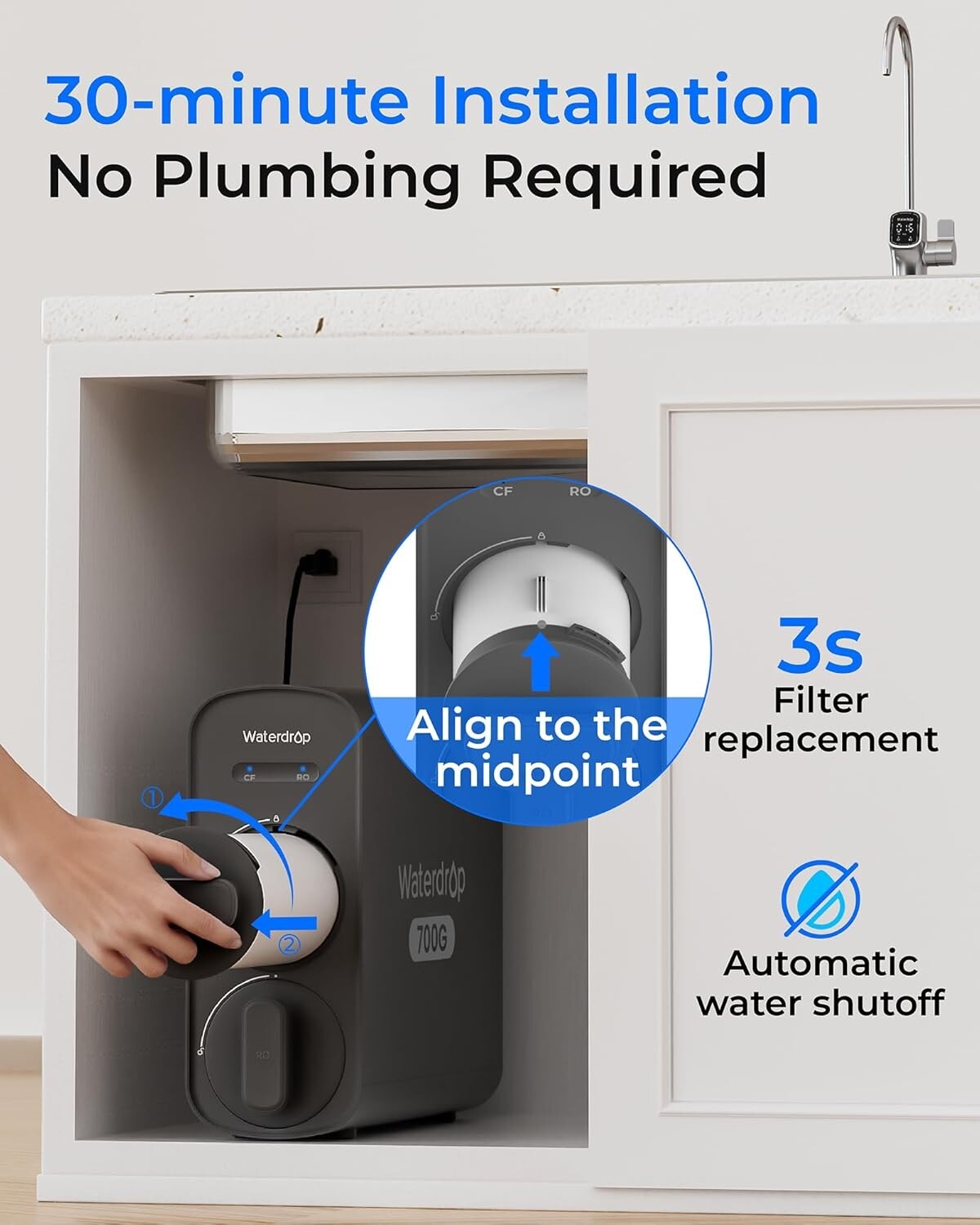 Waterdrop G5P700 Reverse Osmosis Water Filter, NSF/ANSI 372 Certified, 700GPD