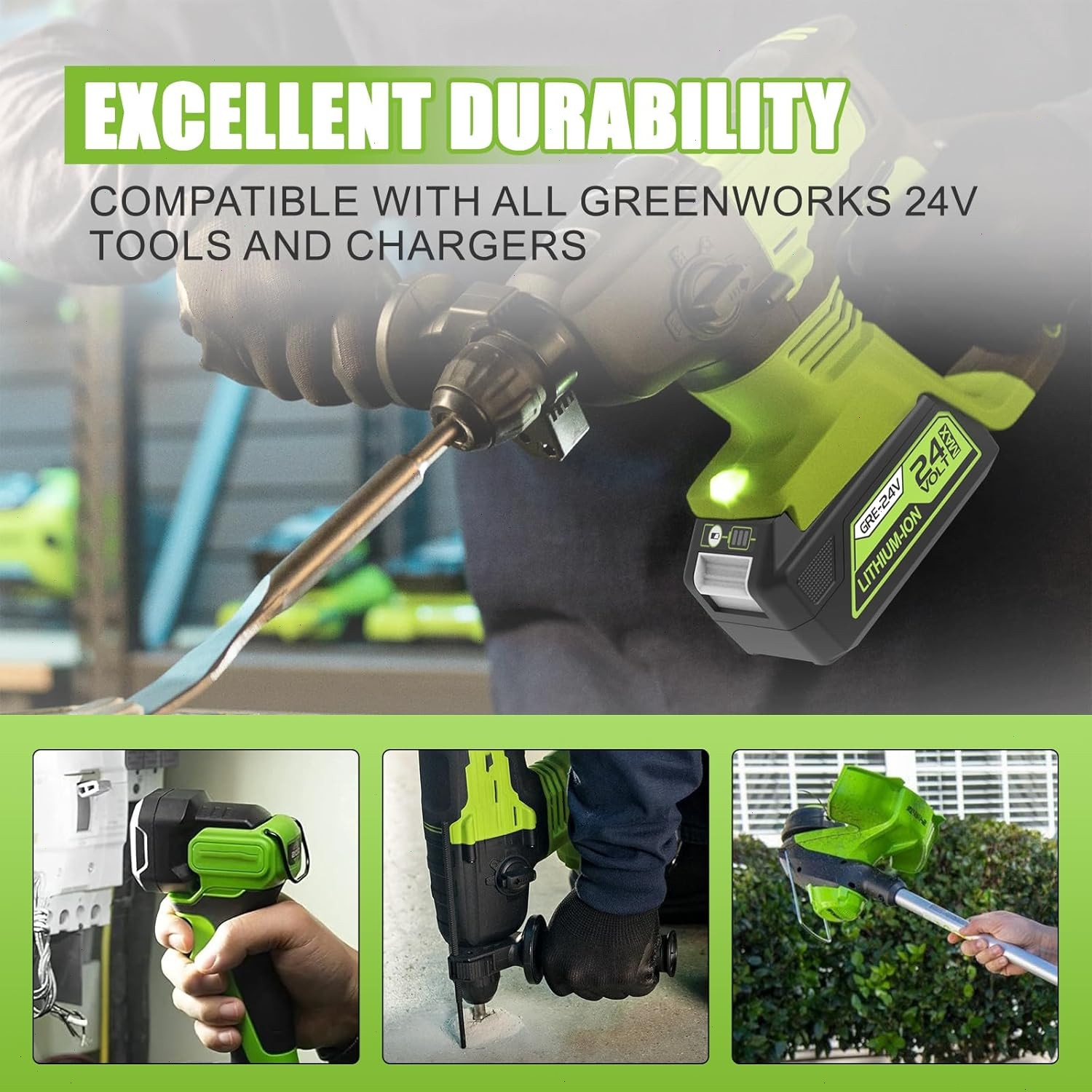24V 12.0Ah Batteries Replacement for Greenworks 24V Battery Model 29842 29852