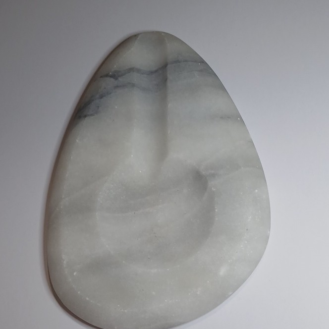 Handcrafted Marble Spoon Rest White/Gray Marbled Stone Modern. Less than 10 in