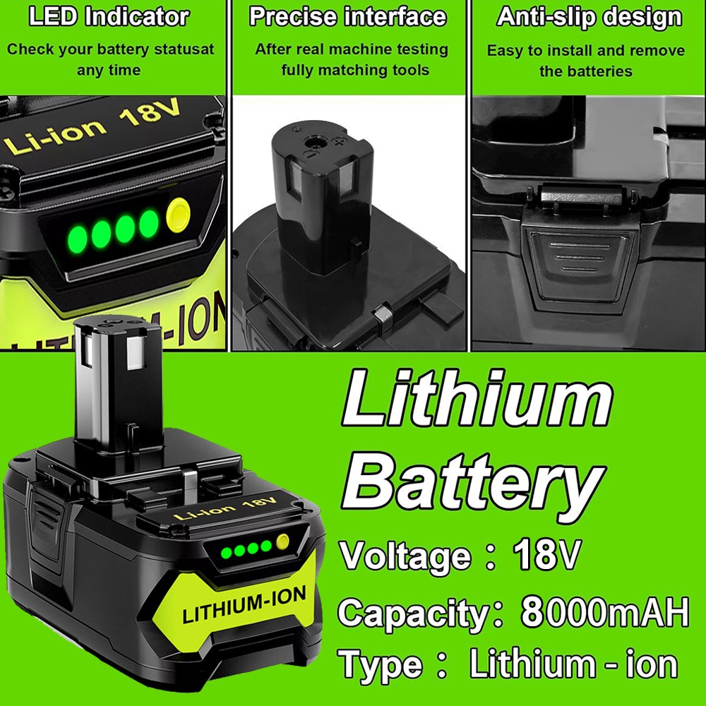 3PACK 18V 8.0Ah P108 One+Plus High Capacity Battery Lithium-Ion New for Ryobi