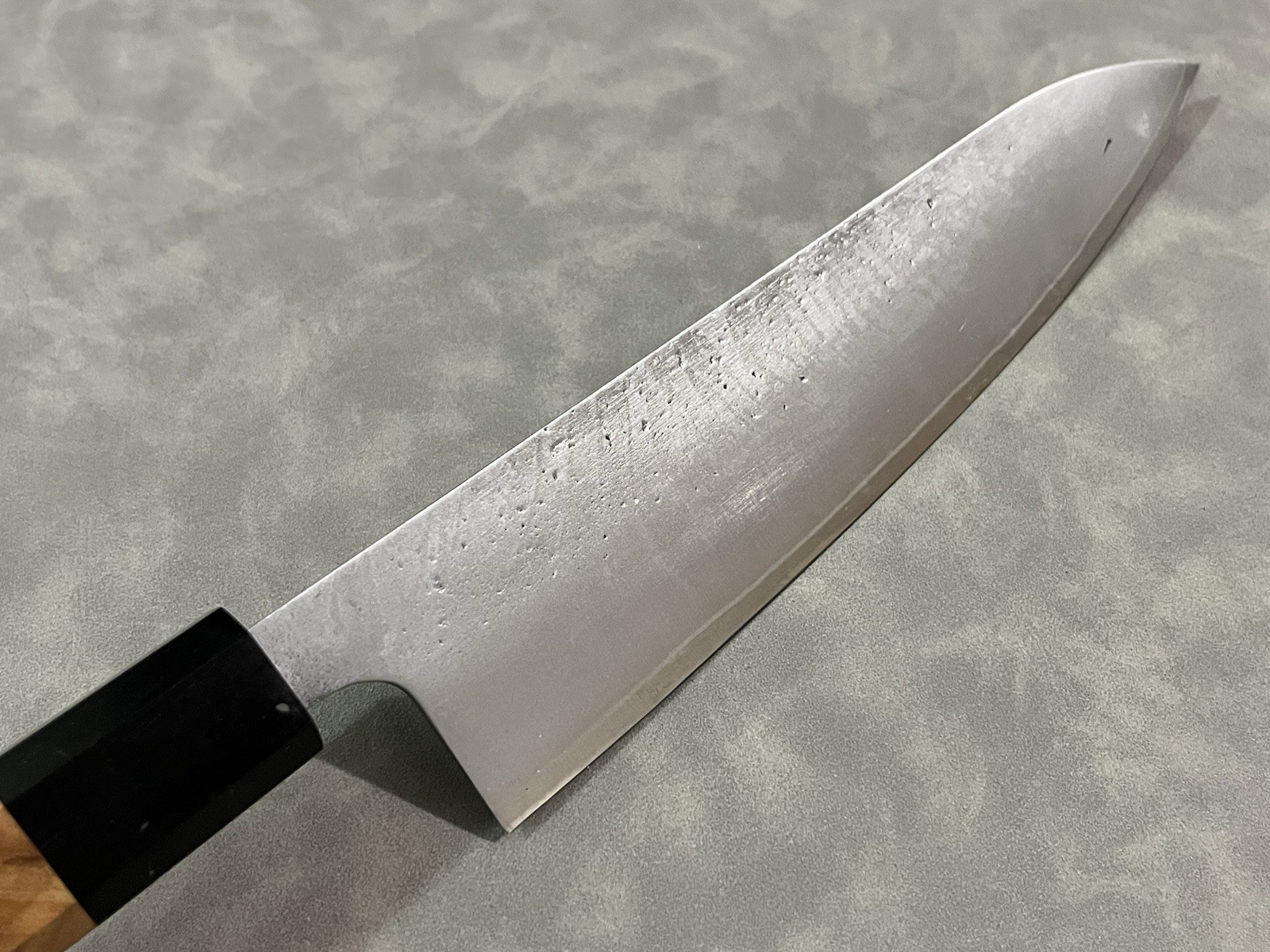 210mm 8″ Gyuto Chef Knife Stainless Steel Nashiji Olive Wood Octagonal w/ Saya
