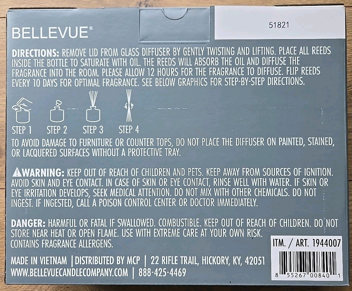 🌟NEW🌟 Bellevue Reed Diffuser 6 Oz, Set of 3 (8 Reeds Each). Variety Scents