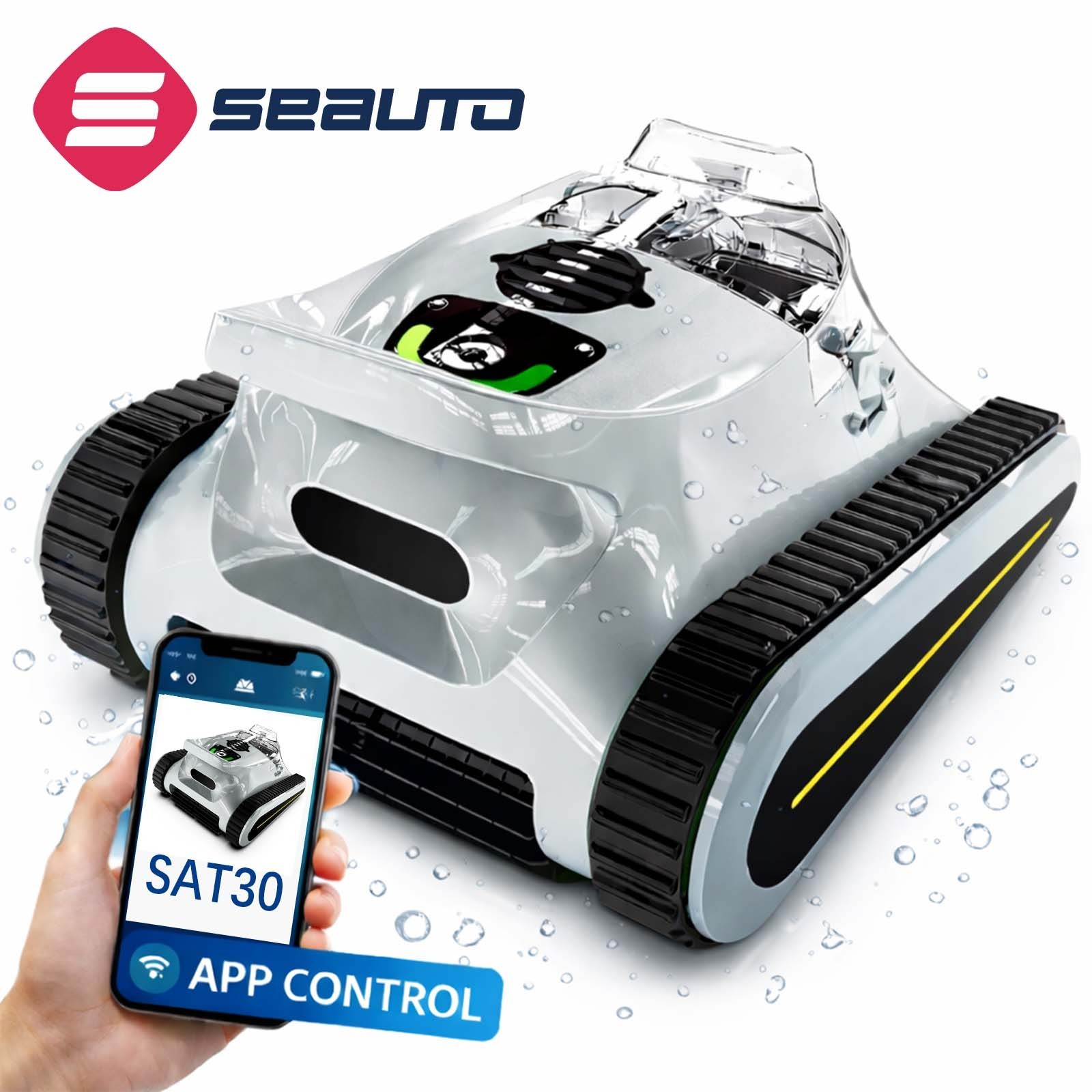Seauto Cordless Robotic Pool Cleaner Wall & Waterline Cleaning Up To 2000 Sq.Ft