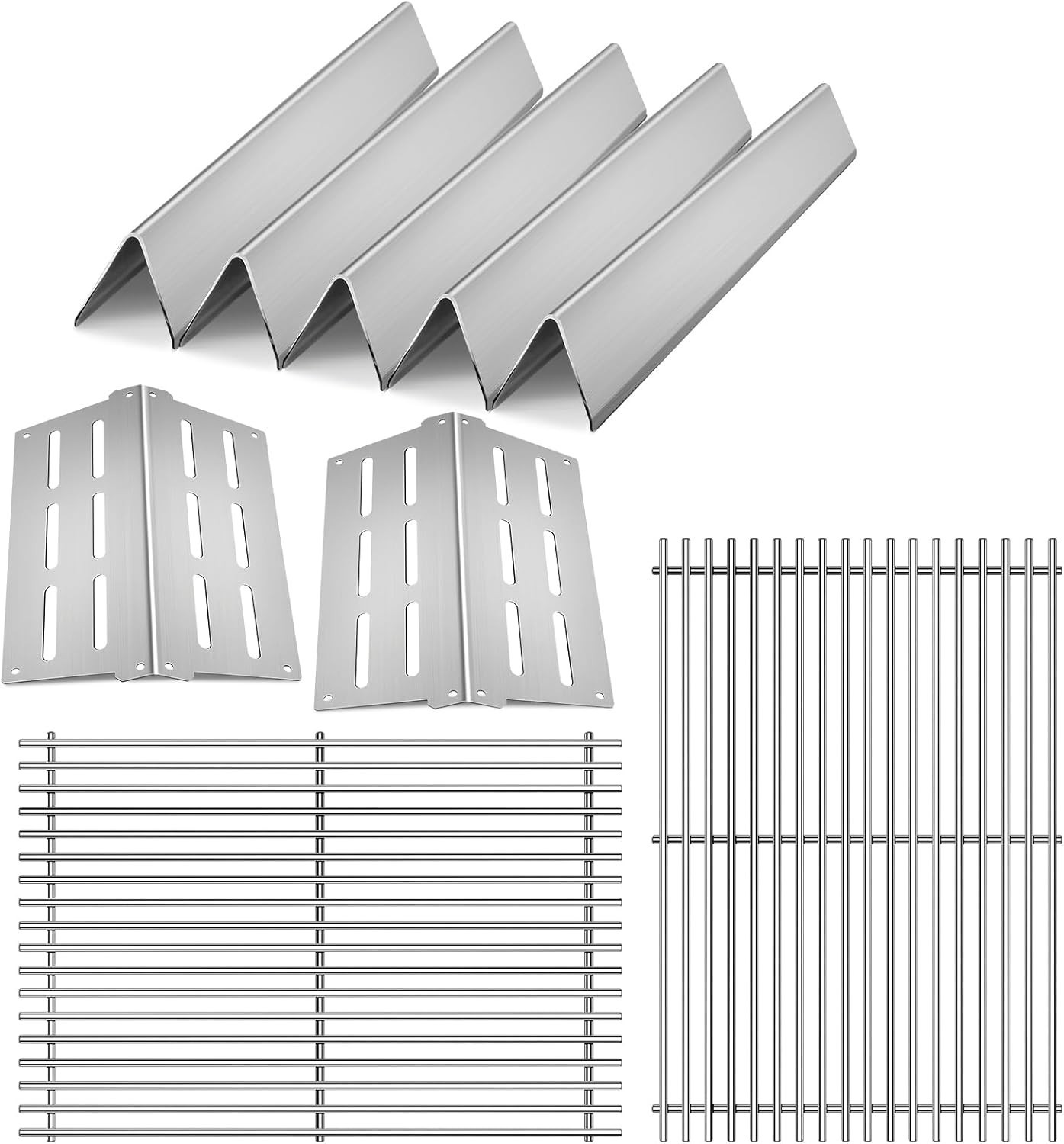 Stainless 304 Steel Kit Cooking Grates Heat Deflectors Flavorizer Bars Weber