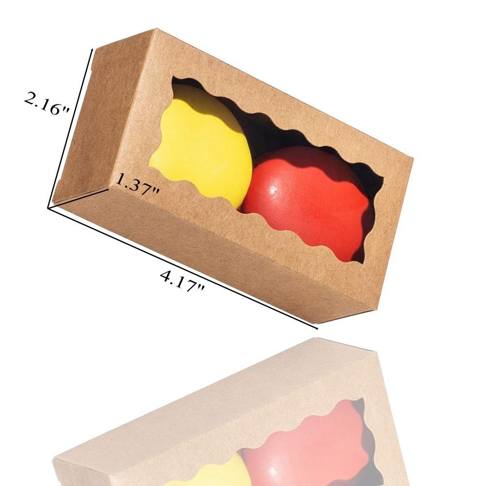 Small Treat Boxes with Window 100 PCS 4.17×2.16 Inch Macaron Candy Packaging