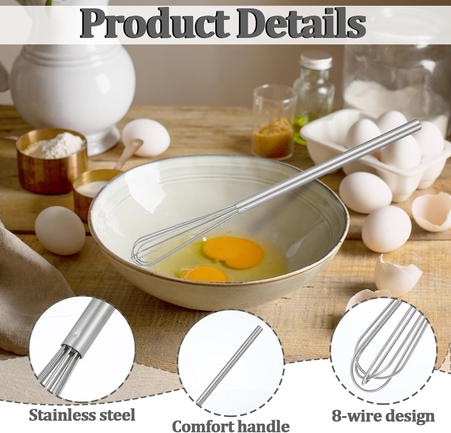 Small Whisk, 9.8in Stainless Steel Whisk Tiny Skinny Whisk for Cooking