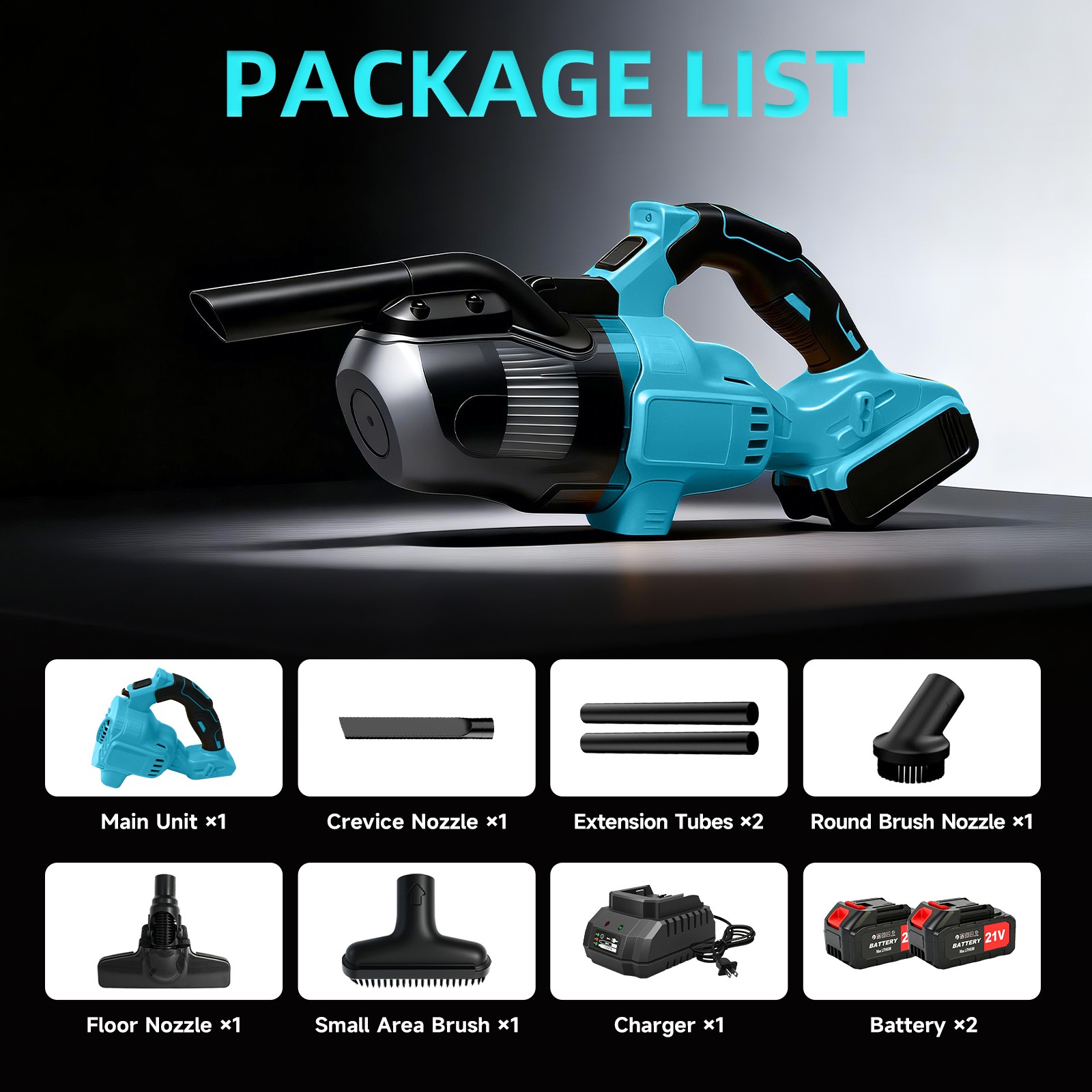 5 in 1 for Makita 20V Battery Cordless Car Handheld Vacuum Cleaner 500W 2*4.0Ah