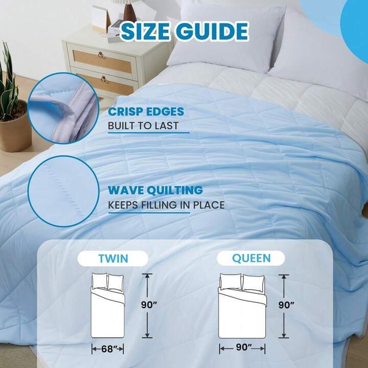 Cooling Quilt or Blanket for Hot Sleepers Soft & Lightweight Summer Cold (Queen)