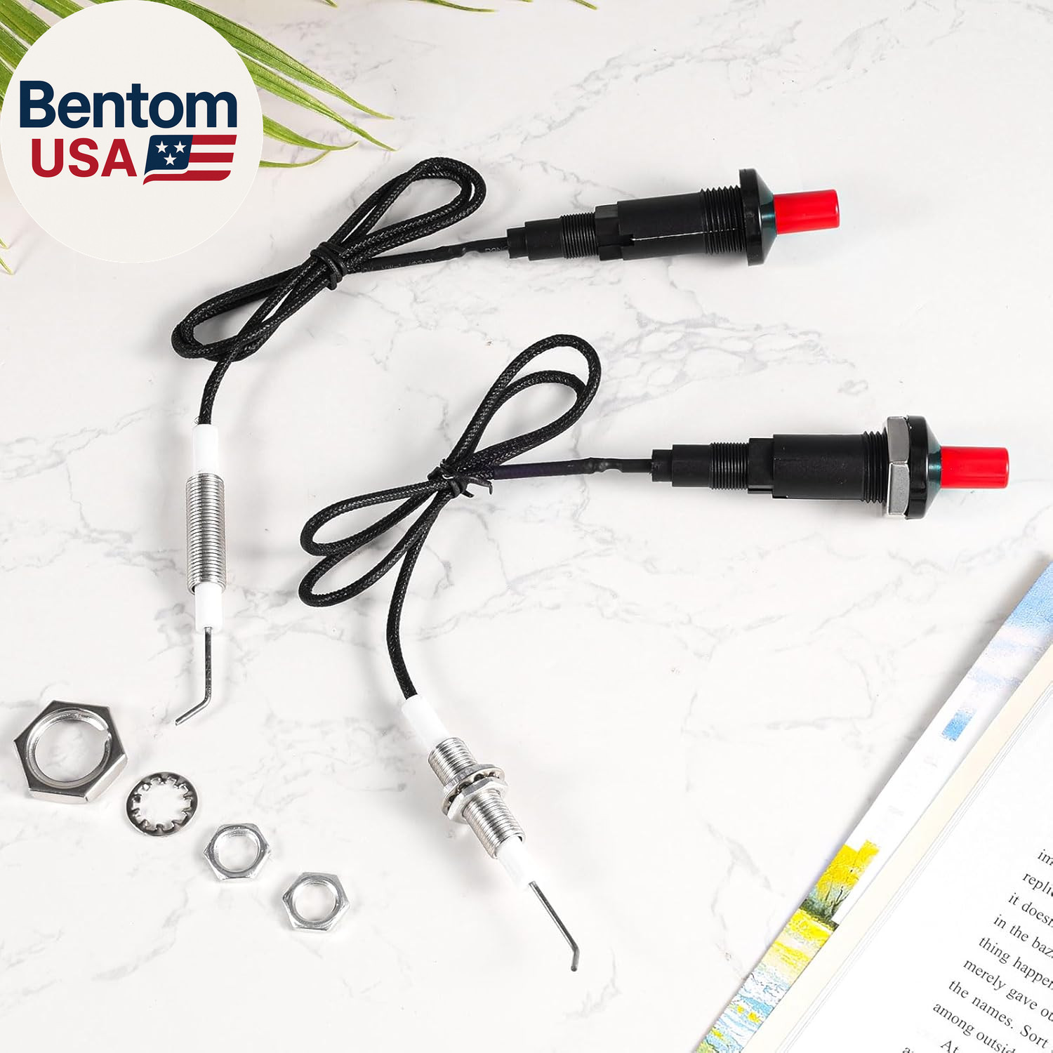 2Pcs Piezo Igniter with Spark Ignition, Propane Push Button Threaded Electrode B