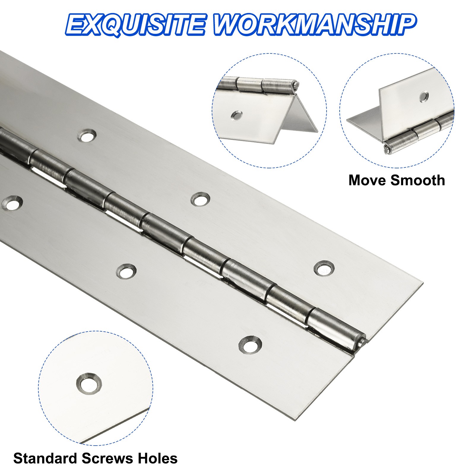 Stainless Steel Piano Hinge 36 Inch x 3 Inch Continuous Hinge Silver