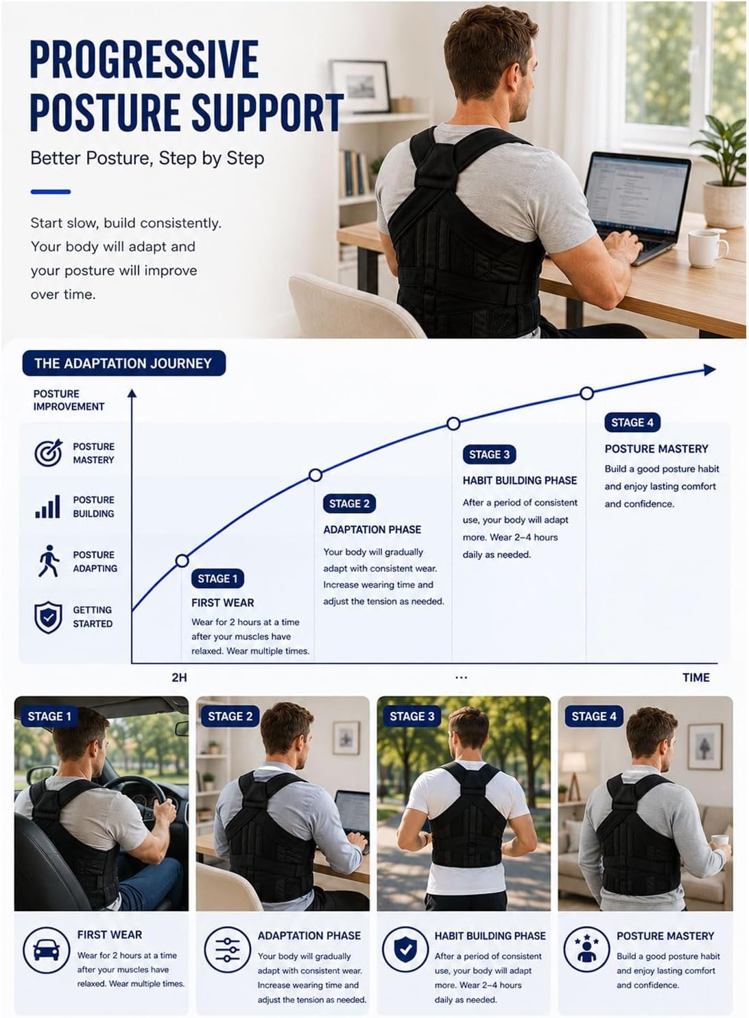 Posture Corrector for Men & Woen, Advanced Full Back Support Back Brace for…
