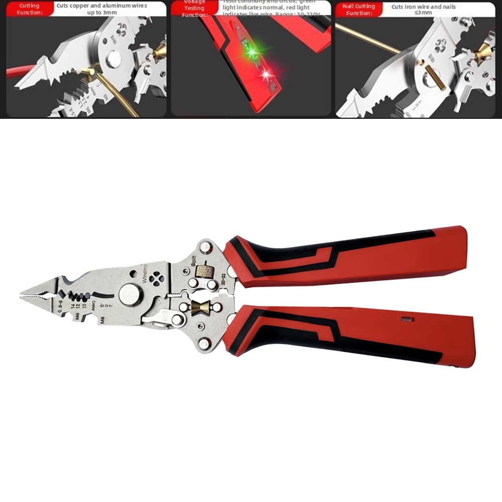 16-in-1 Wire Stripper with Voltage Detection for Stripping Twisting and Cutting