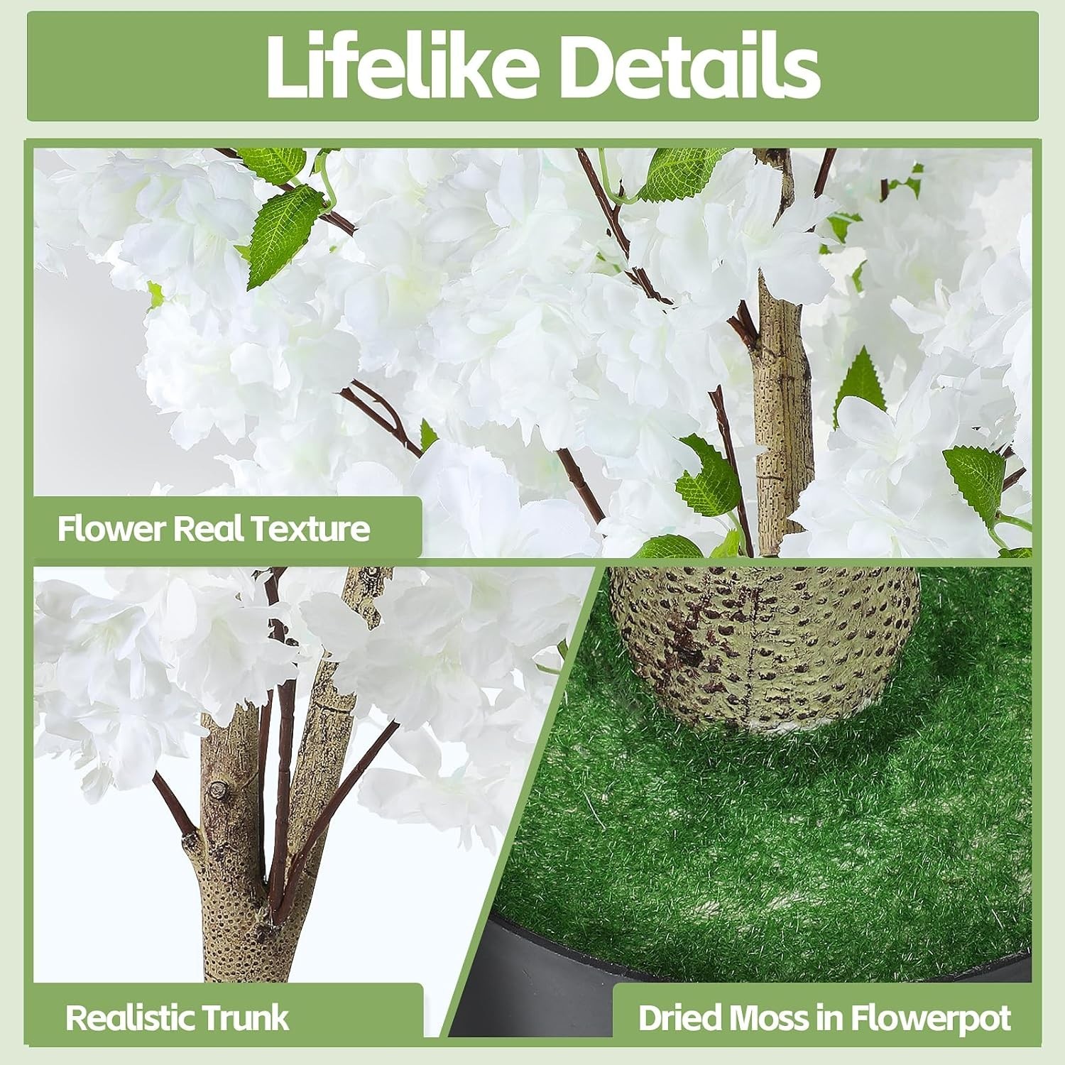 6FT Artificial Cherry Blossom Tree, Realistic Fake Cherry Blossom Tree in Pot…