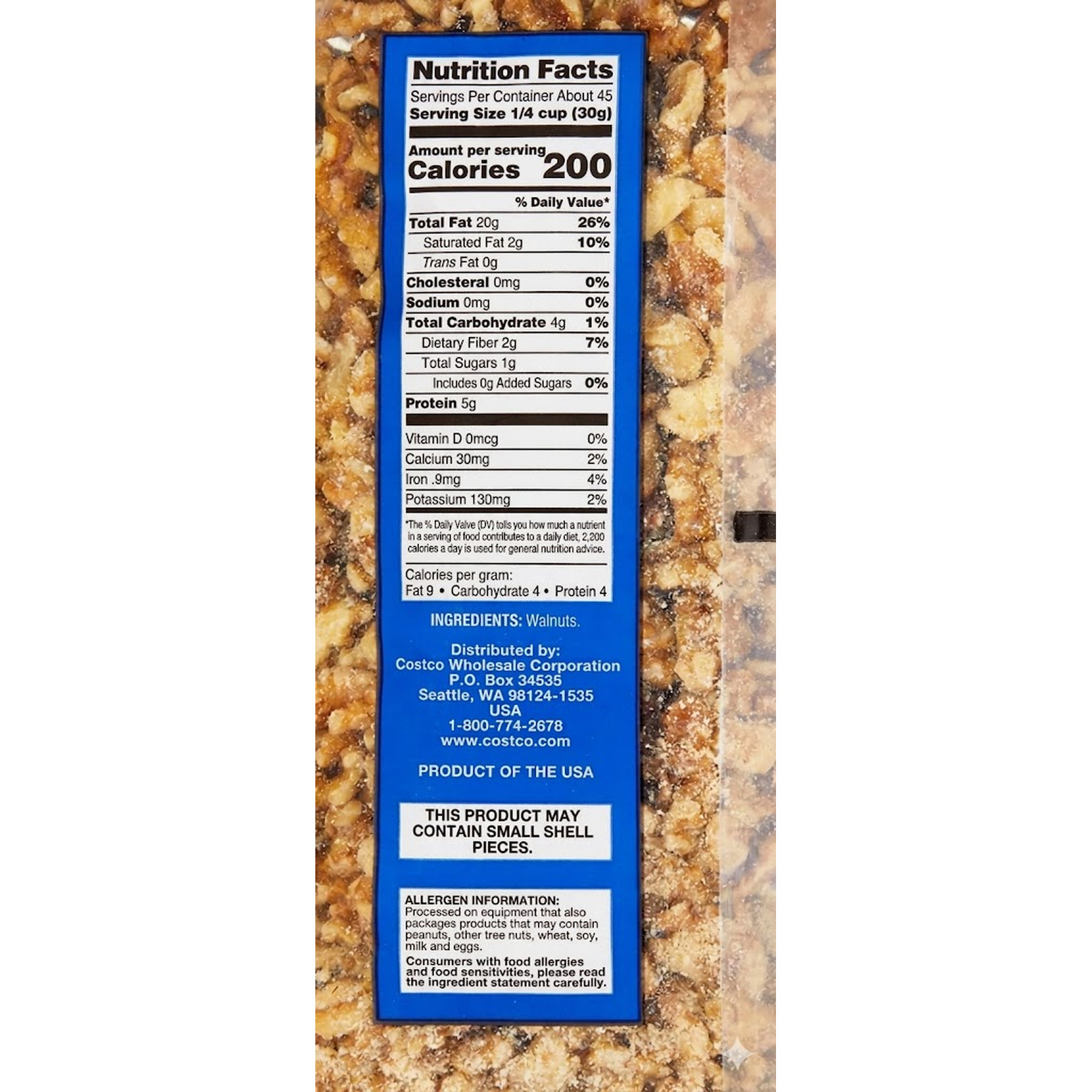 Kirkland Signature Walnuts Halves Pieces 3 lb 48 oz Bulk Raw Baking Snacking